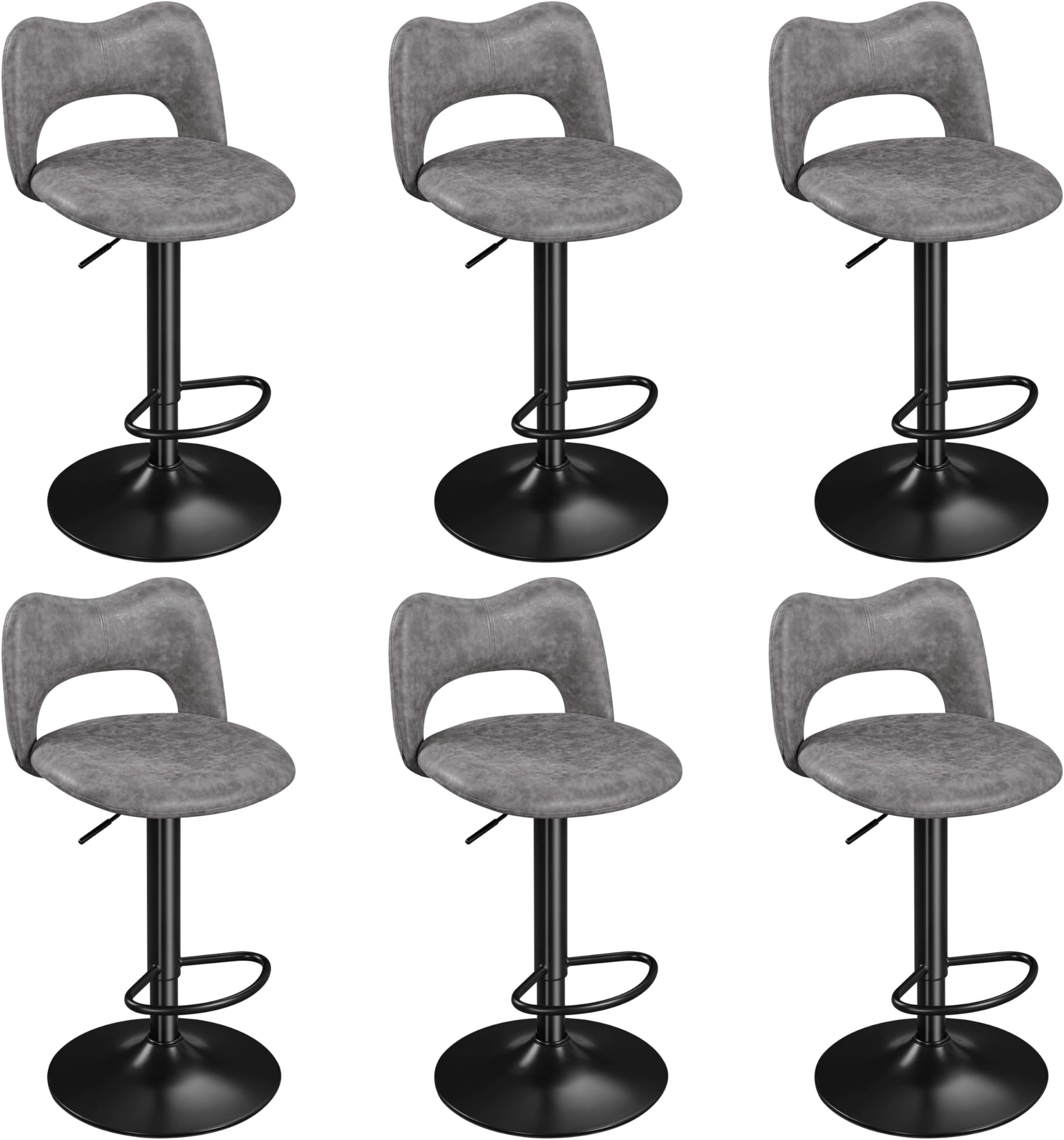 Tabouret De Bar Réglable Yaheetech – Similicuir Brun Rétro – Moderne Classique
