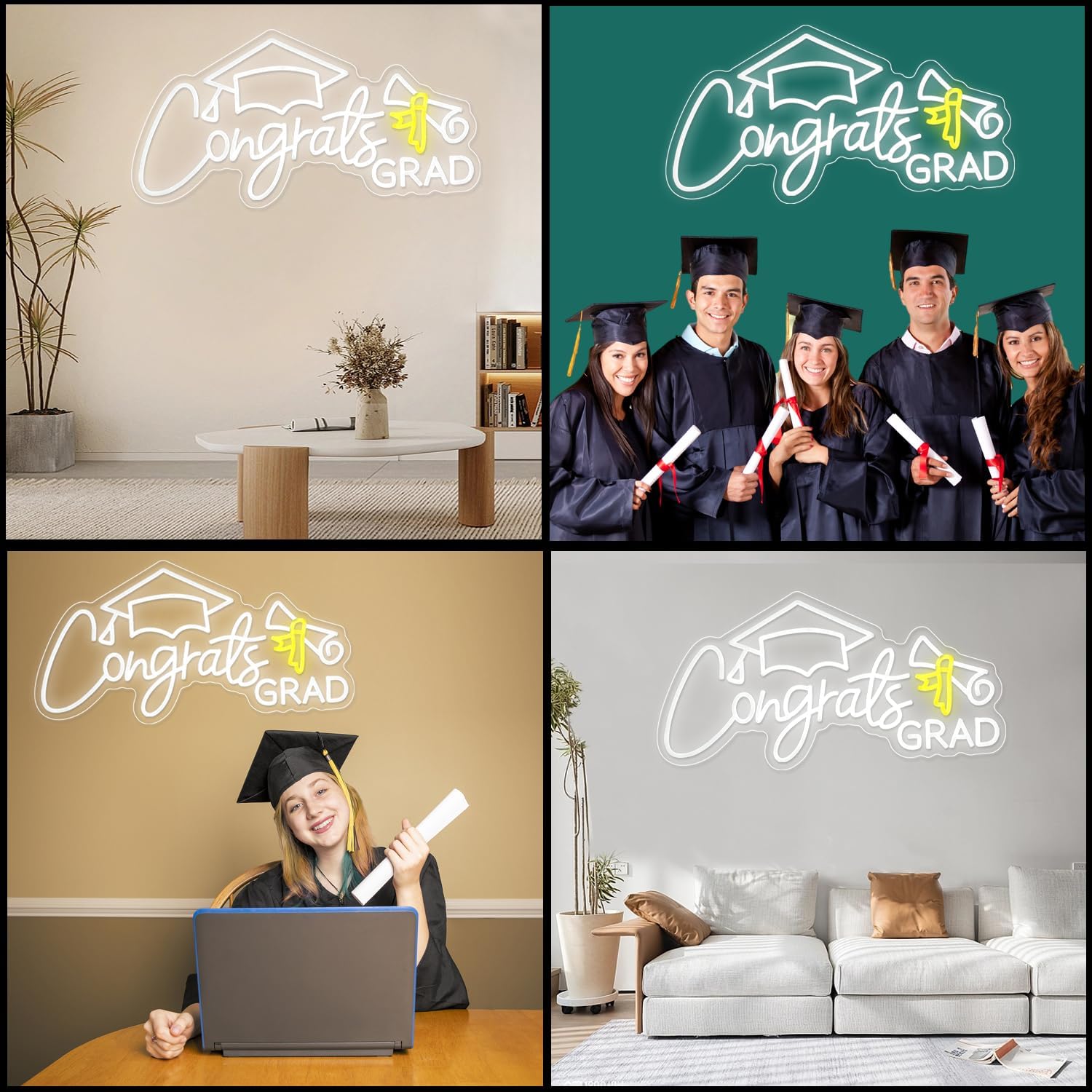 Congrats Grad Neon Sign Congrats Neon Lights Signs for Wall Decor with Dimmable Backdrop LED Light Up Signs for Party, Photos, Class of 2026 Celebrations, Graduation Gift