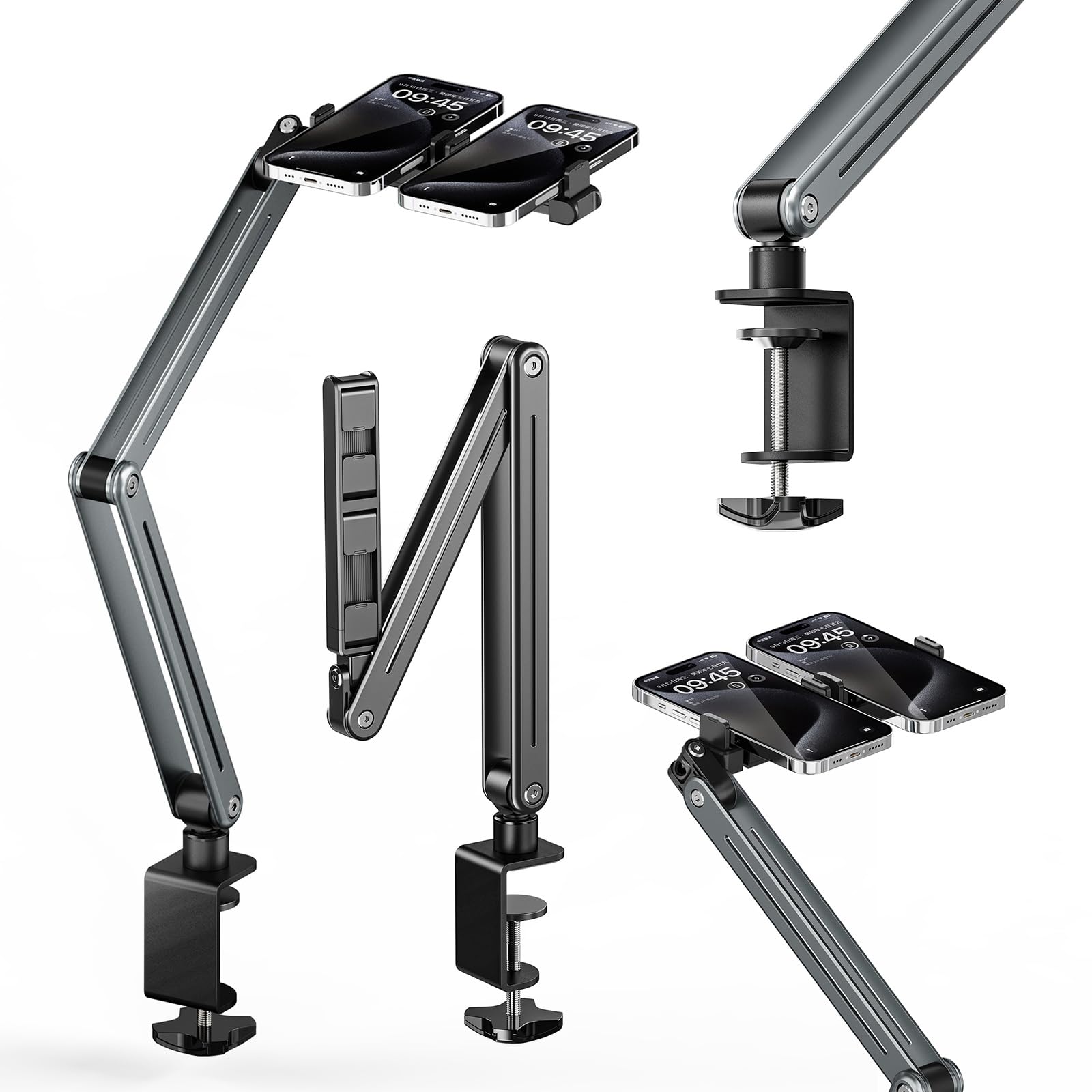 Supporto da tavolo pieghevole for tablet Supporto for tablet versatile in lega di alluminio con rotazione a 360° Supporto for cellulare pigro a sbalzo for iPad/iPhoneX/iPad Pro/N-Swit