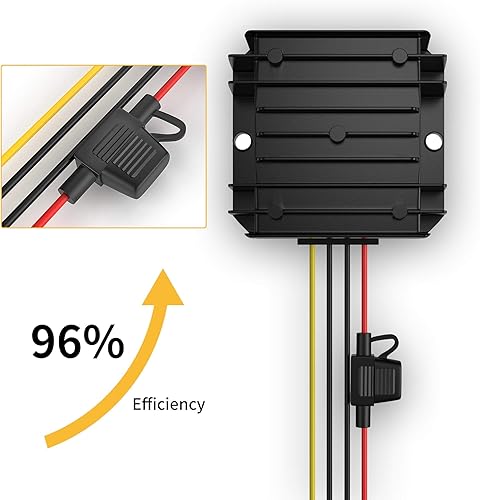 Miniatura 6 de Convertidor reductor de voltaje CC de 12 V, 24 V a 5 V, reductor de voltaje de CC (acepta entradas de CC 8-40V) 15A 75W con fusible impermeable,