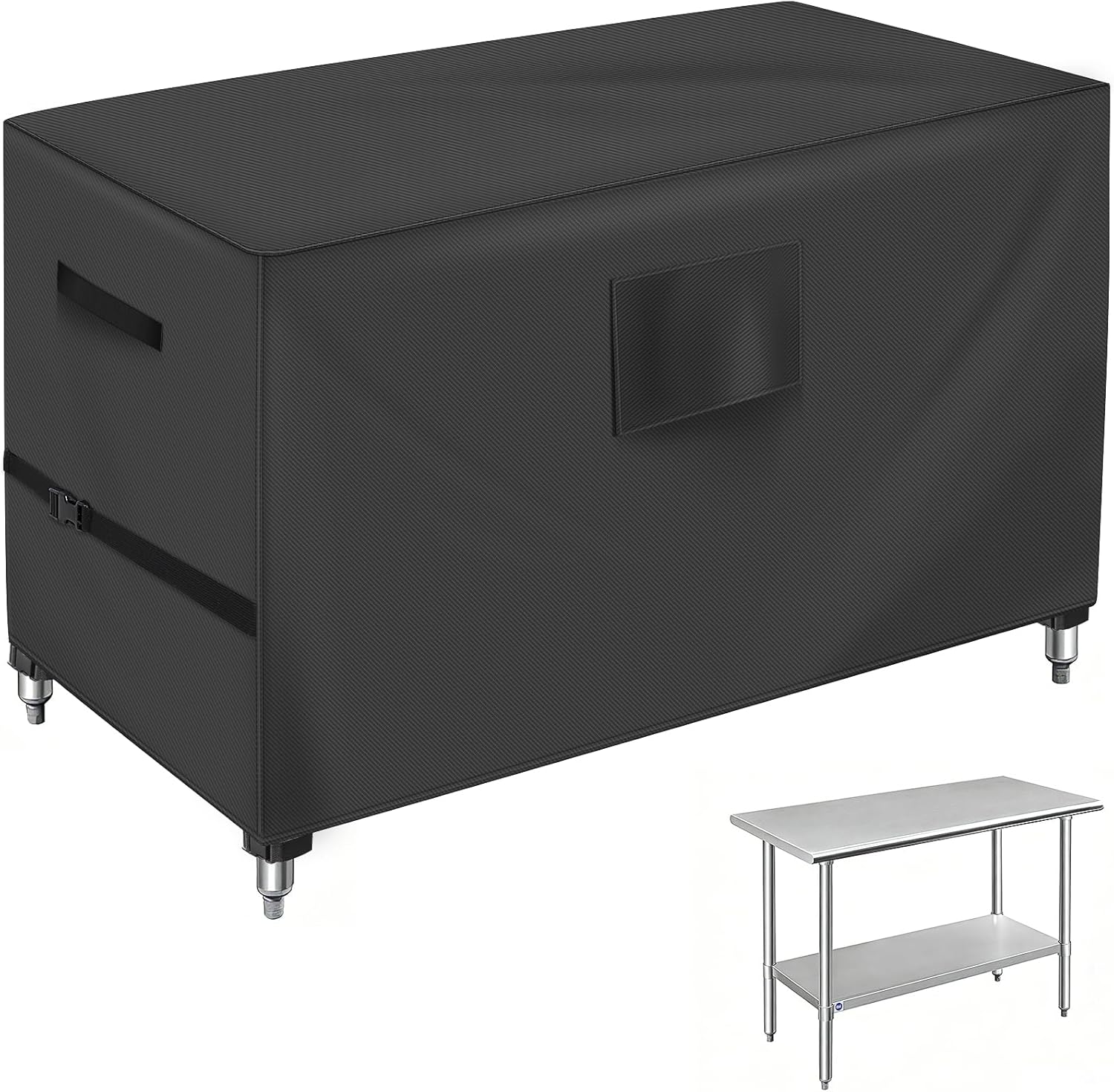Outdoor Table Cover 55 Inch, Heavy Duty Waterproof Fabric BBQ Cart Cover Compatible with 52-inch Keter Unity XL Portable Outdoor Table, Grill Cart Serving Bar Table Patio Cabinet Cover,55" x 24" x 32"
