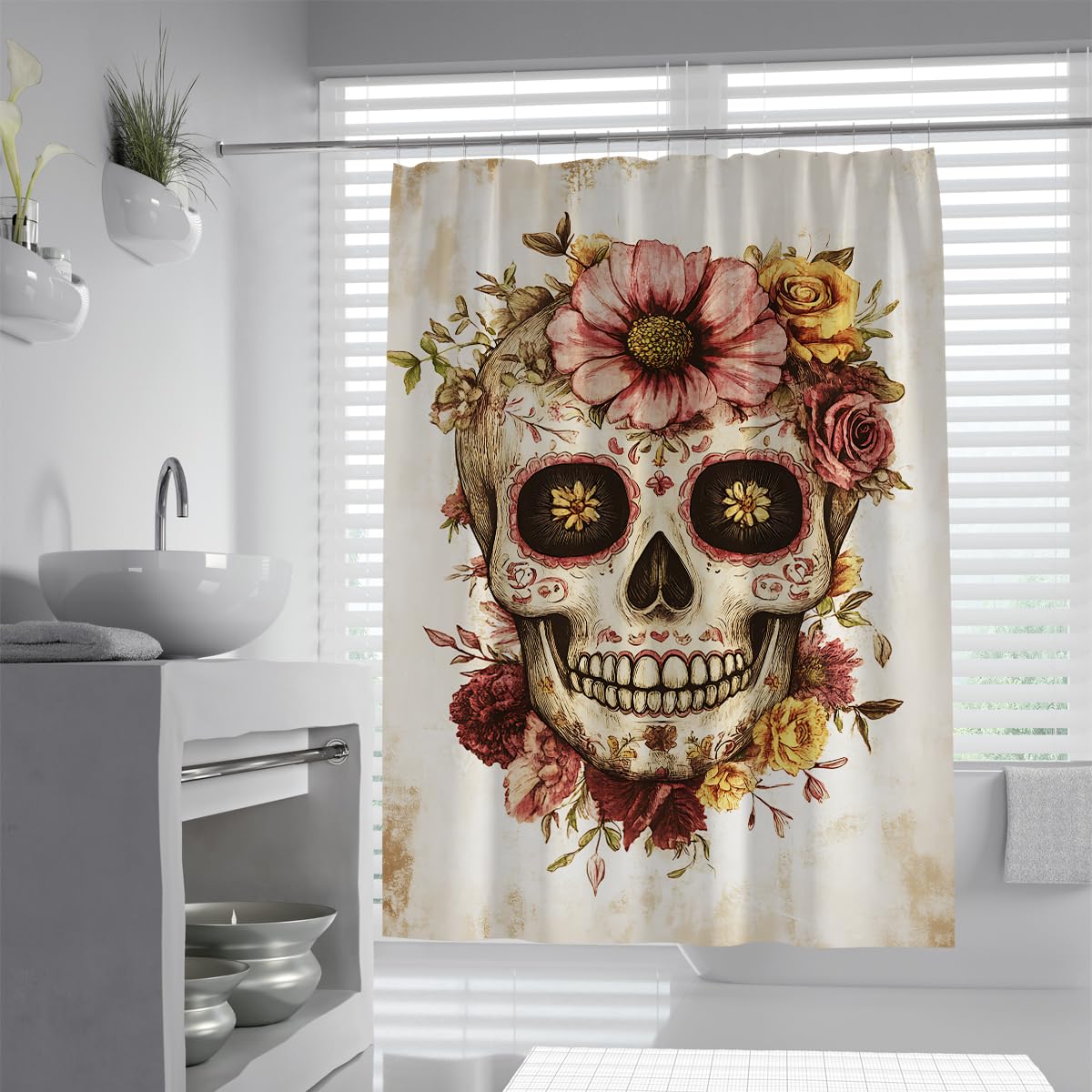 Tende Doccia Teschio Zucchero Vintage Messicano Day of The Dead 200x200cm