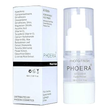 Phoera Face Primer Invisible Pores Base Oil Control الفيتامينات المضافة مكياج القاعدة Pore Filler Moisturiser Matte Finish Long Lasting Makeup Skin Pore Minimizer UK Cosmetics AquaPurity 18ml Primer