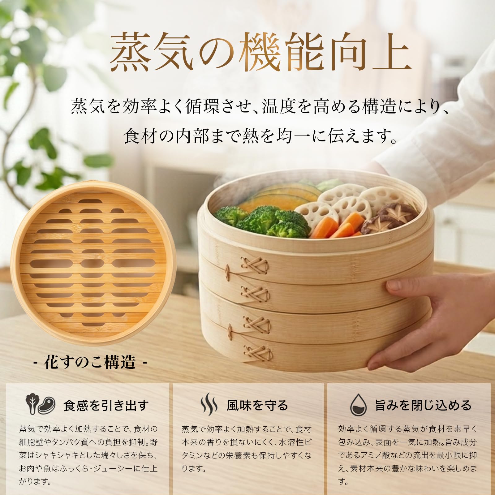 Amazon | 【mybest掲載モデル】【直火・IH対応】 竹せいろ 21cm 2段