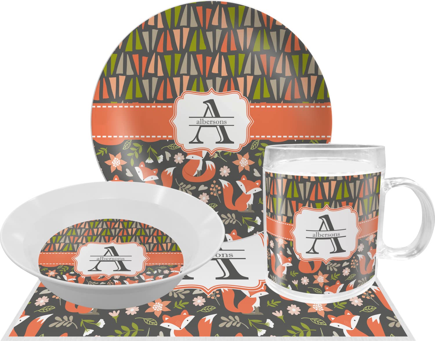 Personalized Fox Trail Floral Melamine Bowl - 12 oz