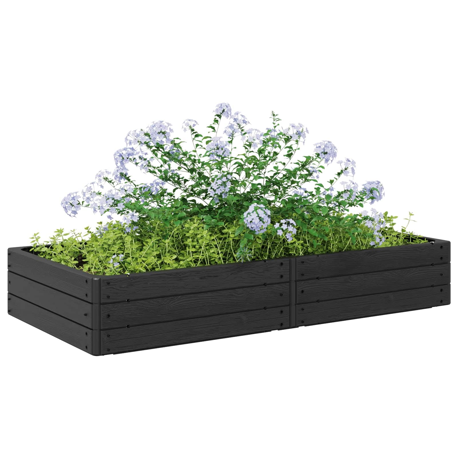 Bancal alto negro 151 x 75,5 x 25 cm PP resistente a la intemperie Jardín Jardinera Urbano Duradero