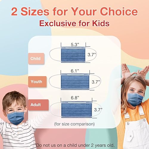 Miniatura 2 de Medtecs - Mascarilla desechable cómoda y transpirable de 3capas, 2tamaños infantil y juvenil, gran opción de protección y salud, 50unidades, tamaño