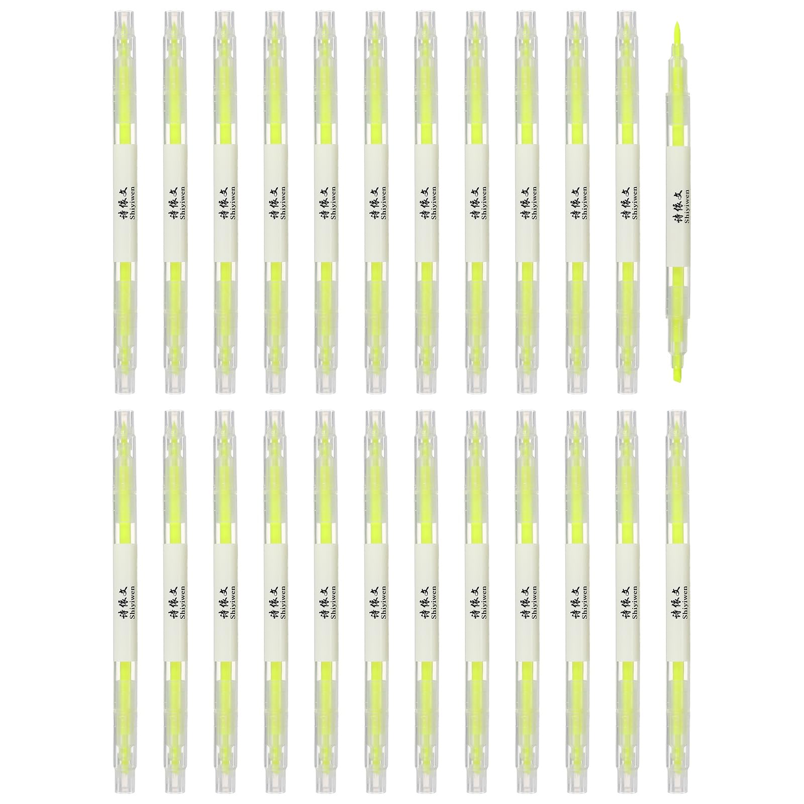 PATIKIL Highlighter Pen, 24 Pack Double Ended Highlighter Broad and Fine Tips Marker Pens Studying Supplies for Office Home Daily Use, Yellow