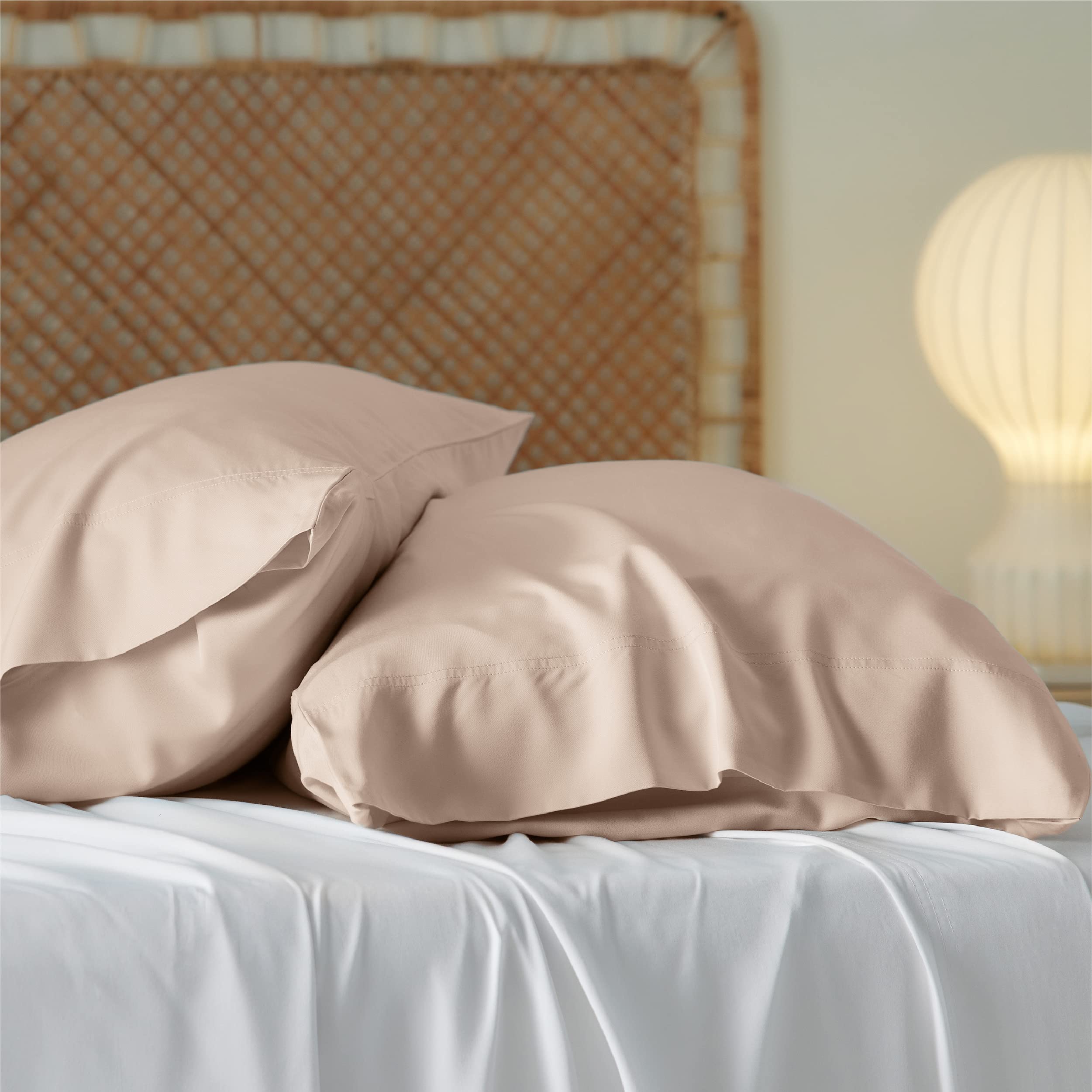 Bedsure Cooling Pillow Cases King Size - Rayon Derived from Bamboo, Beige Chill Pillowcase 2, SilkyÂ SoftÂ &Â BreathableÂ PillowÂ CoverÂ withÂ EnvelopeÂ Closure,Â GiftÂ forÂ HotÂ SleepersÂ inÂ Summer, 20x36 Inches