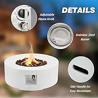 Vista 3 de ECOTOUGE Hoguera redonda de propano, mesa de hoguera de gas para exteriores de 30 pulgadas, mesa de fuego de acero con encendido automático