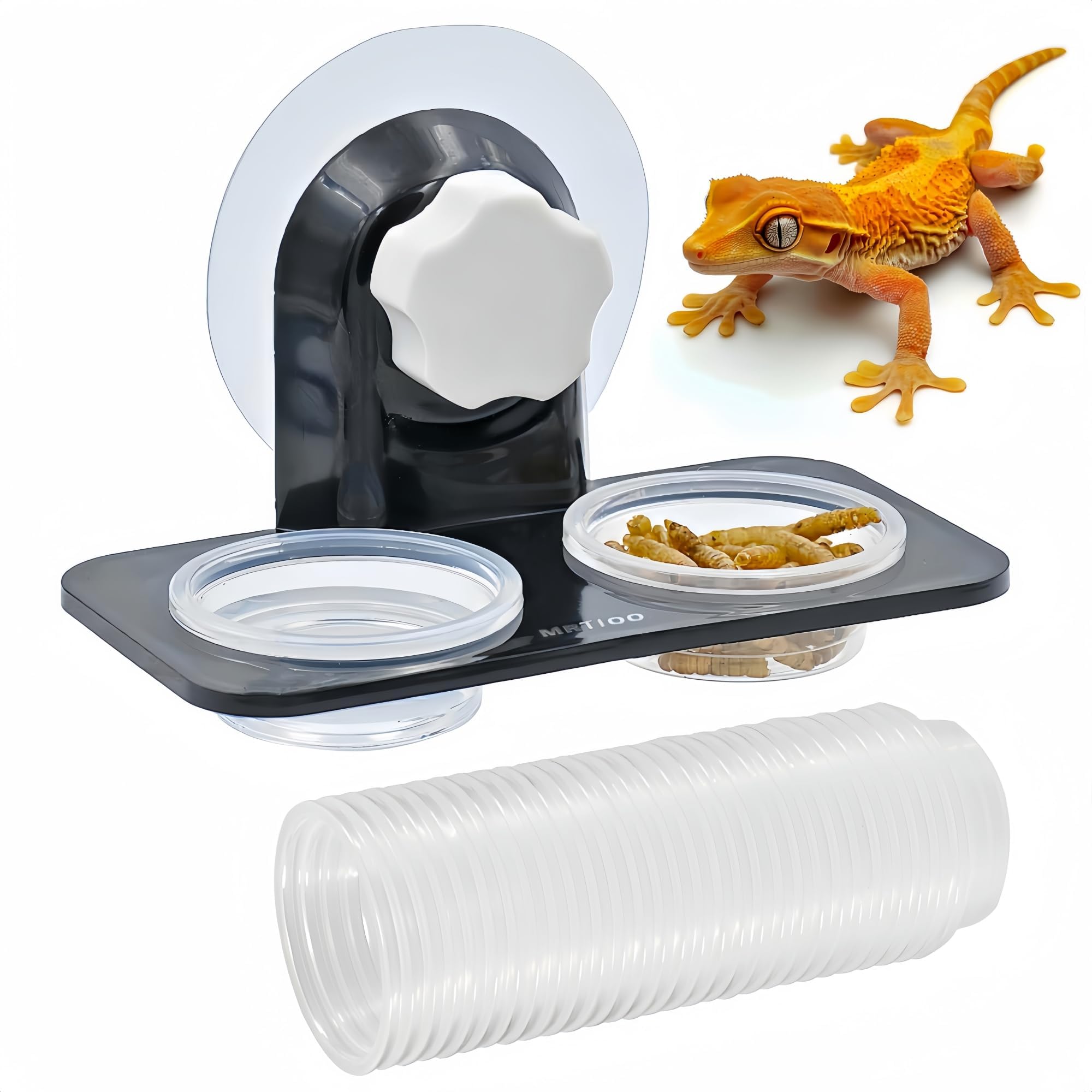 Crested Gecko Feeding Ledge [Non-Suction Cup], with 30 pcs 0.5oz Food Cups, Reptile Food Bowls and Water Dish for Lizard Or Other Small Pet Amphibian Feeder Ledge Accessories Supplies