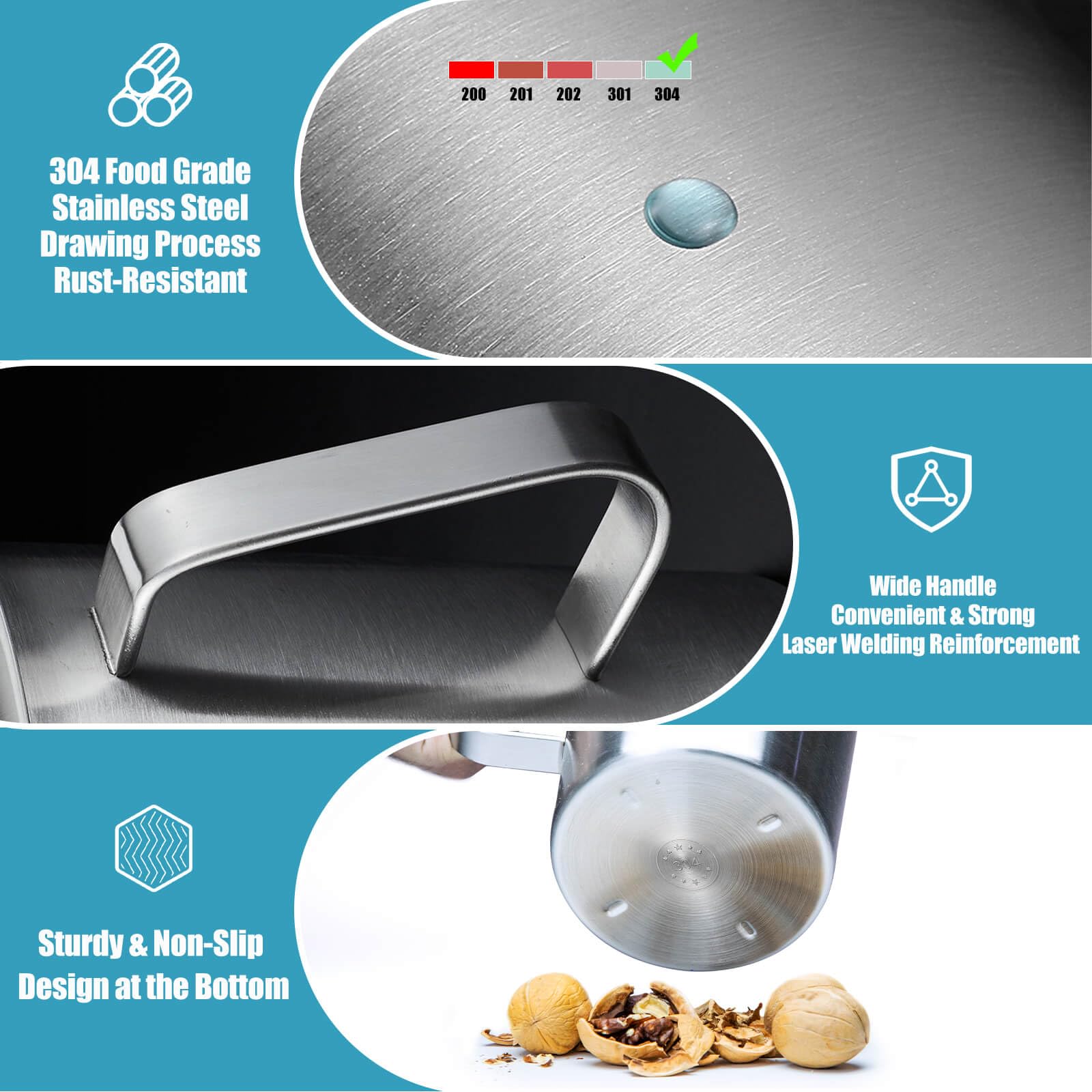 Jarra de acero inoxidable con tapa, taza medidora de metal de 70 onzas con marcado con asa, vasos graduados de boca grande de 2 L, jarra de espuma de leche para máquinas de espresso, arte con leche,