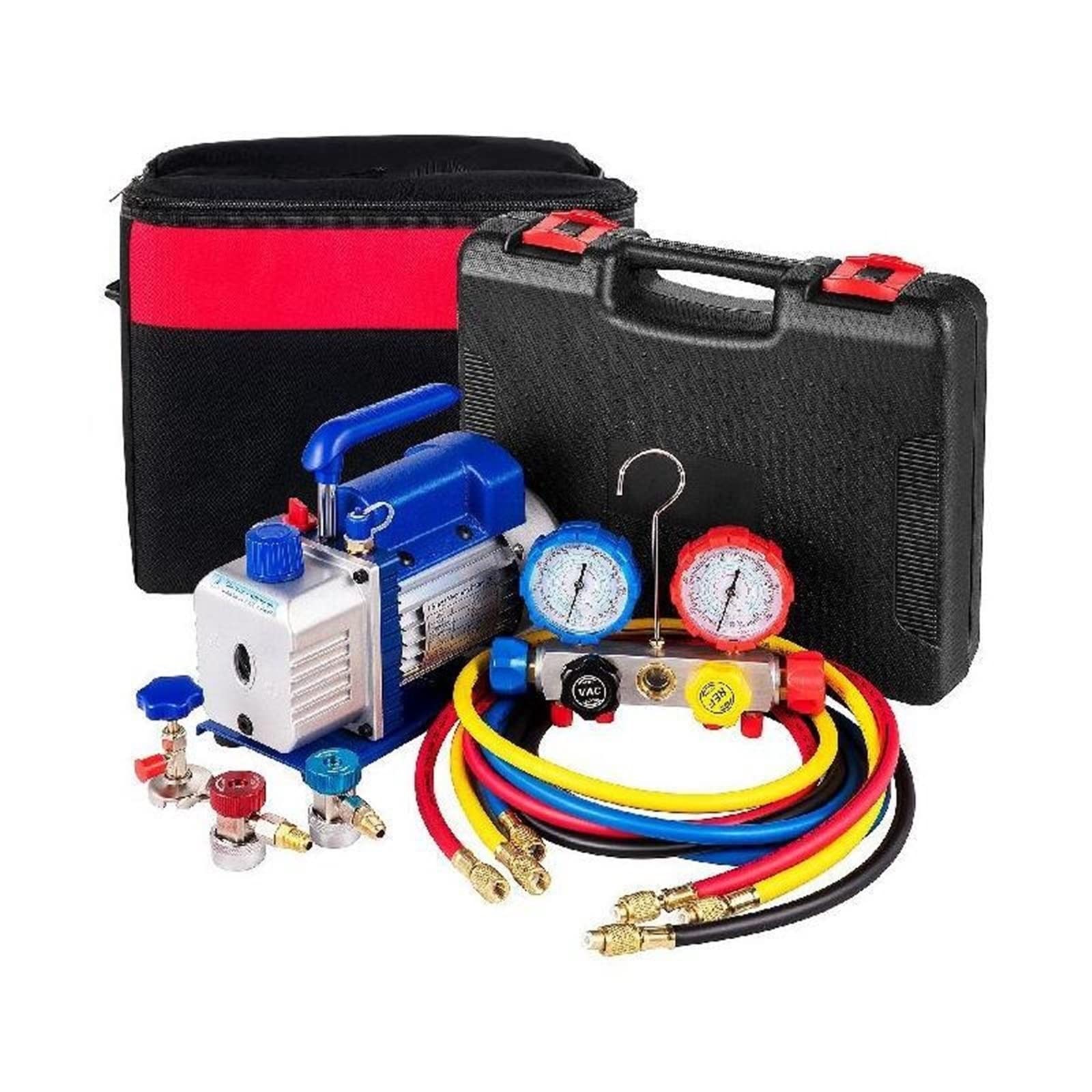 CVFRDD 3.6CFM 1/4 H-P AC Refrigerant Vacuum Pump with Gauges HVAC Refrigeration Home Packing Air Condition Automobile Maintenance