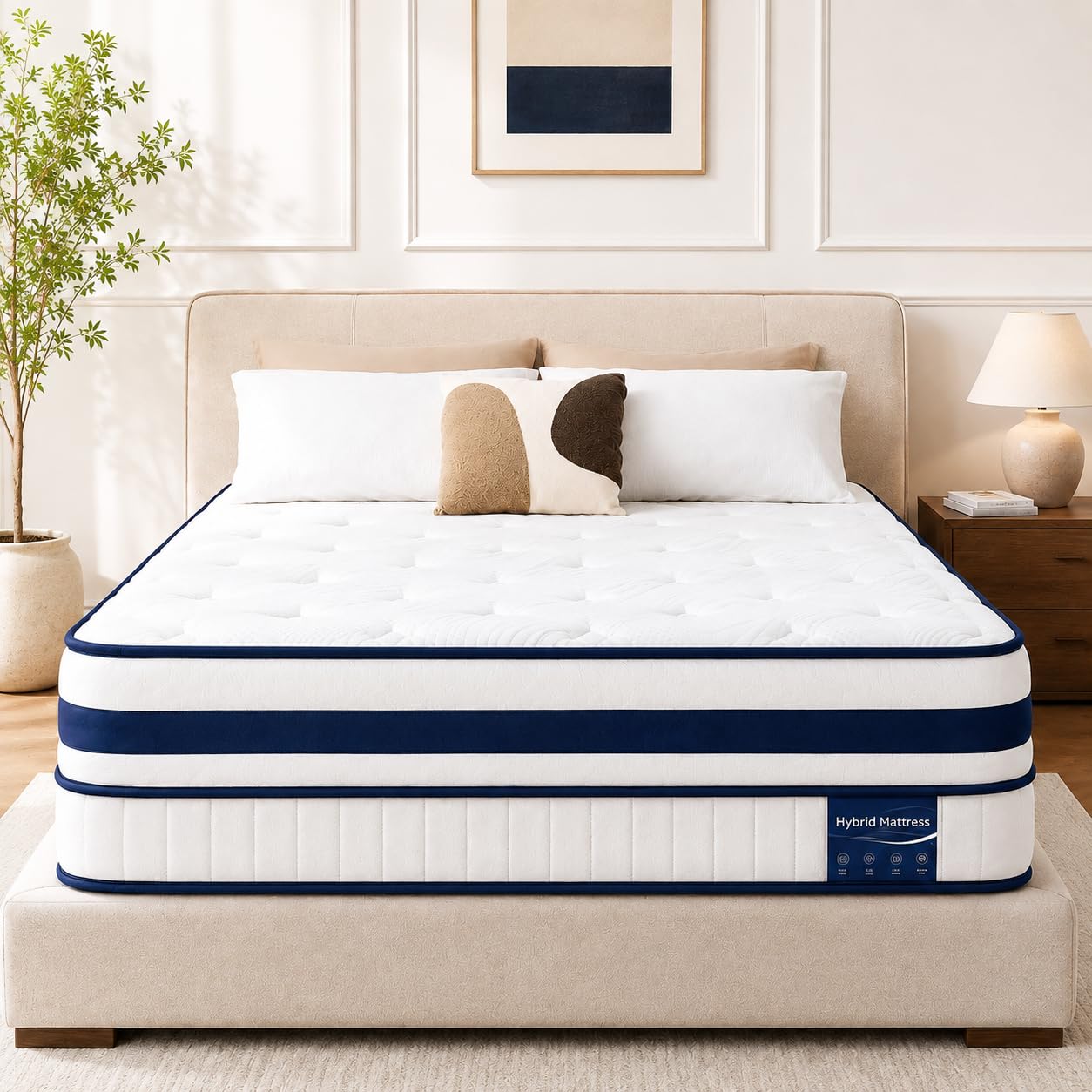 Matelas 140x200, Hybride 30 cm, Ressorts Ensachés et Mémoire de Forme