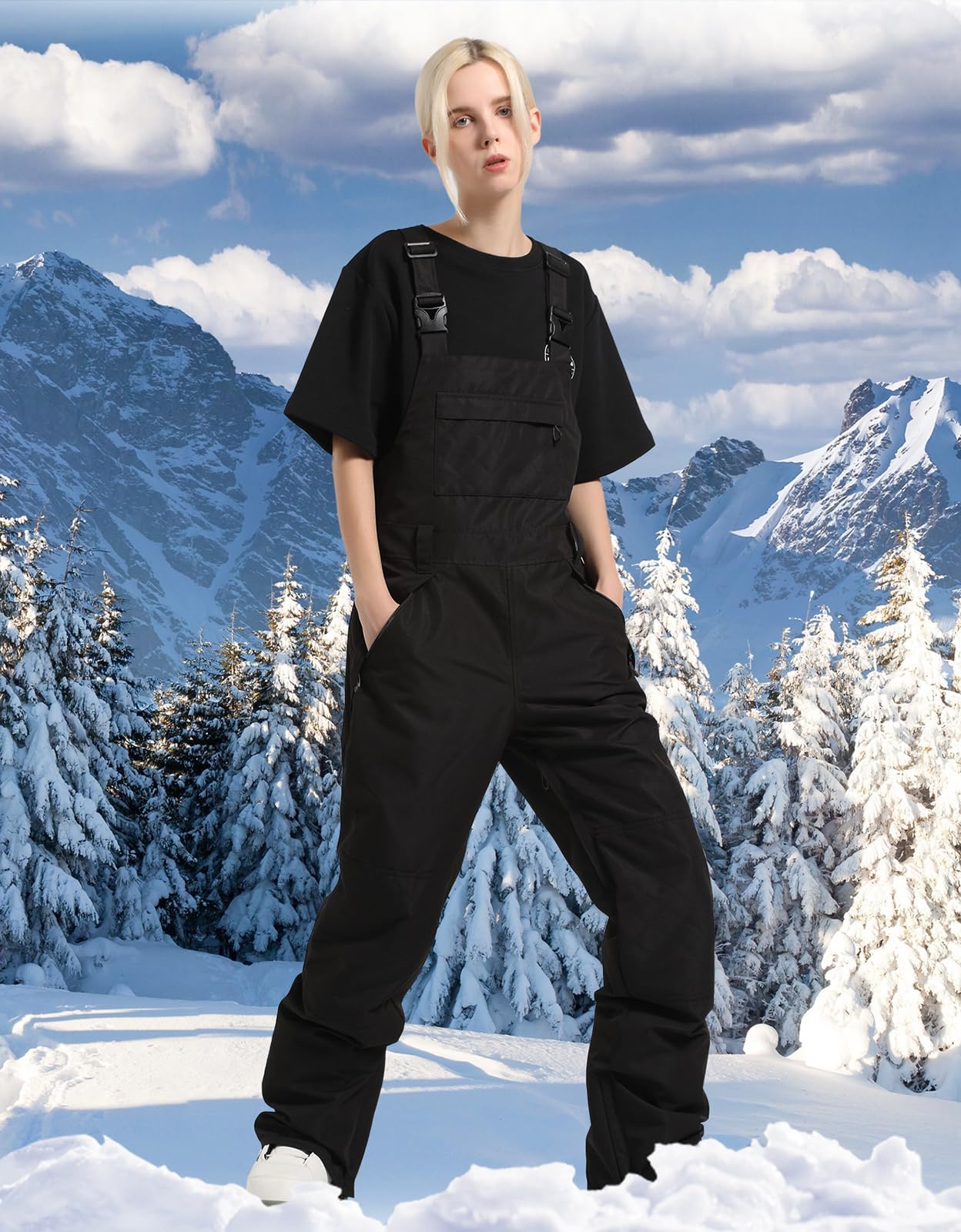 GSOU SNOW Salopette de Ski et Snowboard pour Femme - Multi-Poches Léger Imperméable 15K Coupe-Vent Respirant Chaud