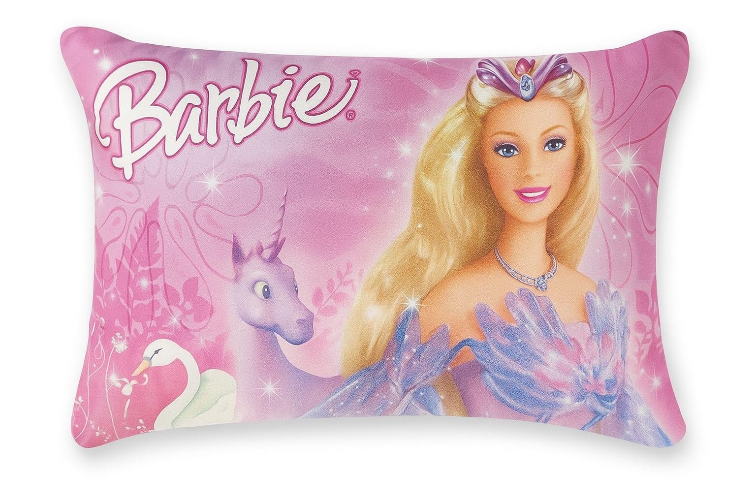 NISHOMES Girls Velvet Doll Design Printed Kids Cartoon Pillow/Cushion Fiber Filled Size 12x18 Inches (Pink)