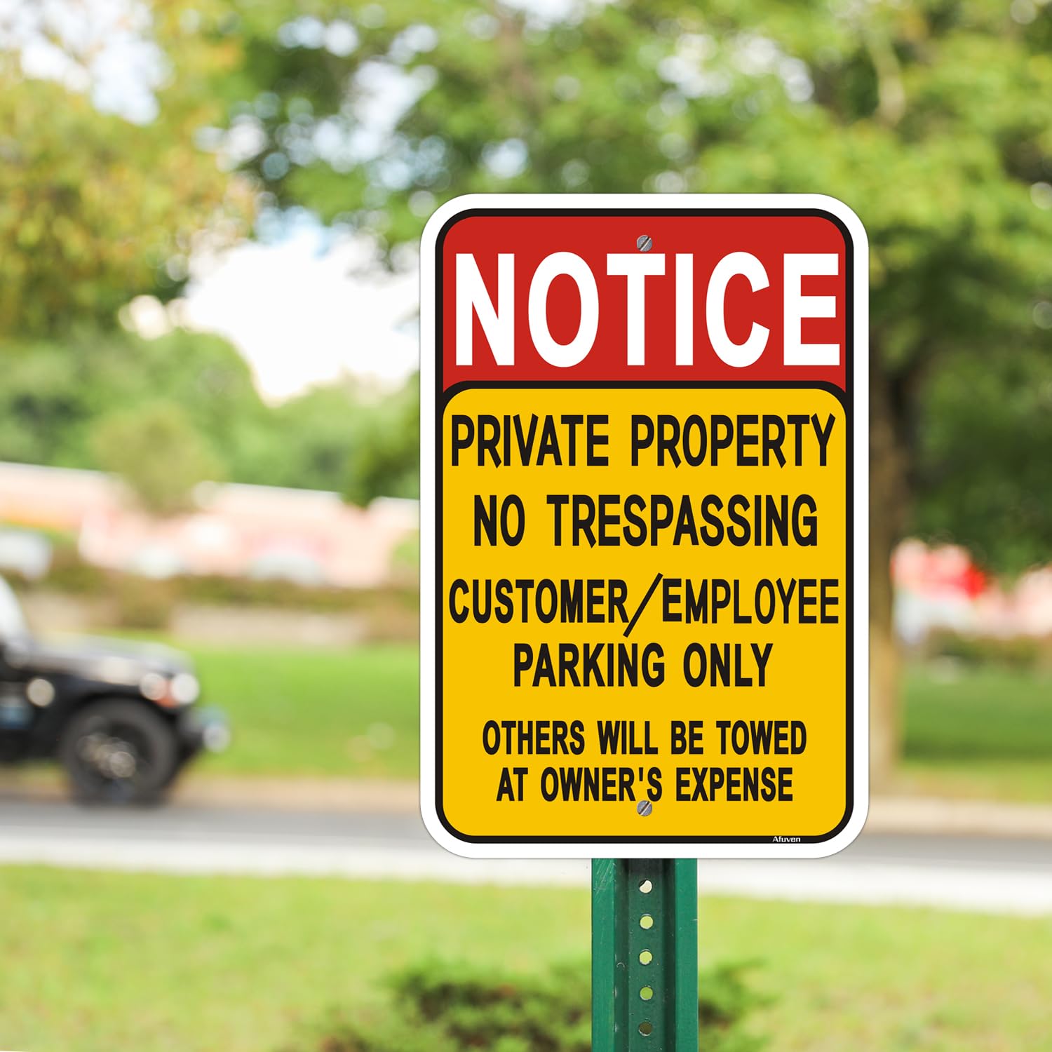 Lot de 2 panneaux « Notice Private Property No Trespassing Customer/Employee Parking Only » - 45,7 x 30,5 cm - Panneaux de stationnement des employés - Panneaux de propriété privée - Aluminium