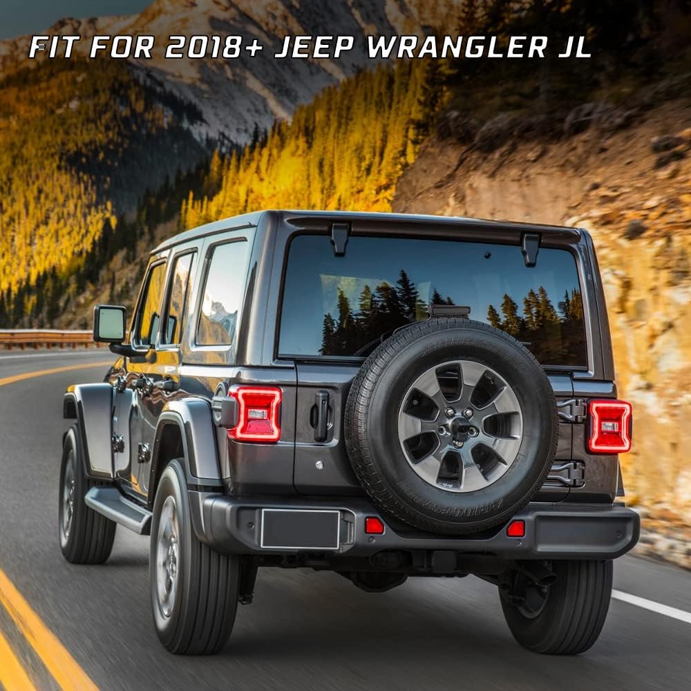Kiwi Master LED 3rd Brake Light for 2018-2026 Jeep Wrangler JL/ 4xe Accessories Third Brake Light High Mount Stop Light (Black Housing Smoke Lens)