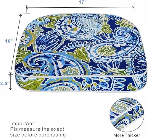 Miniatura 5 de JMGBird Juego de 4 cojines para sillas de exterior, 16 x 17 pulgadas de ancho con lazos, almohadillas para sillas de exterior para muebles de patio