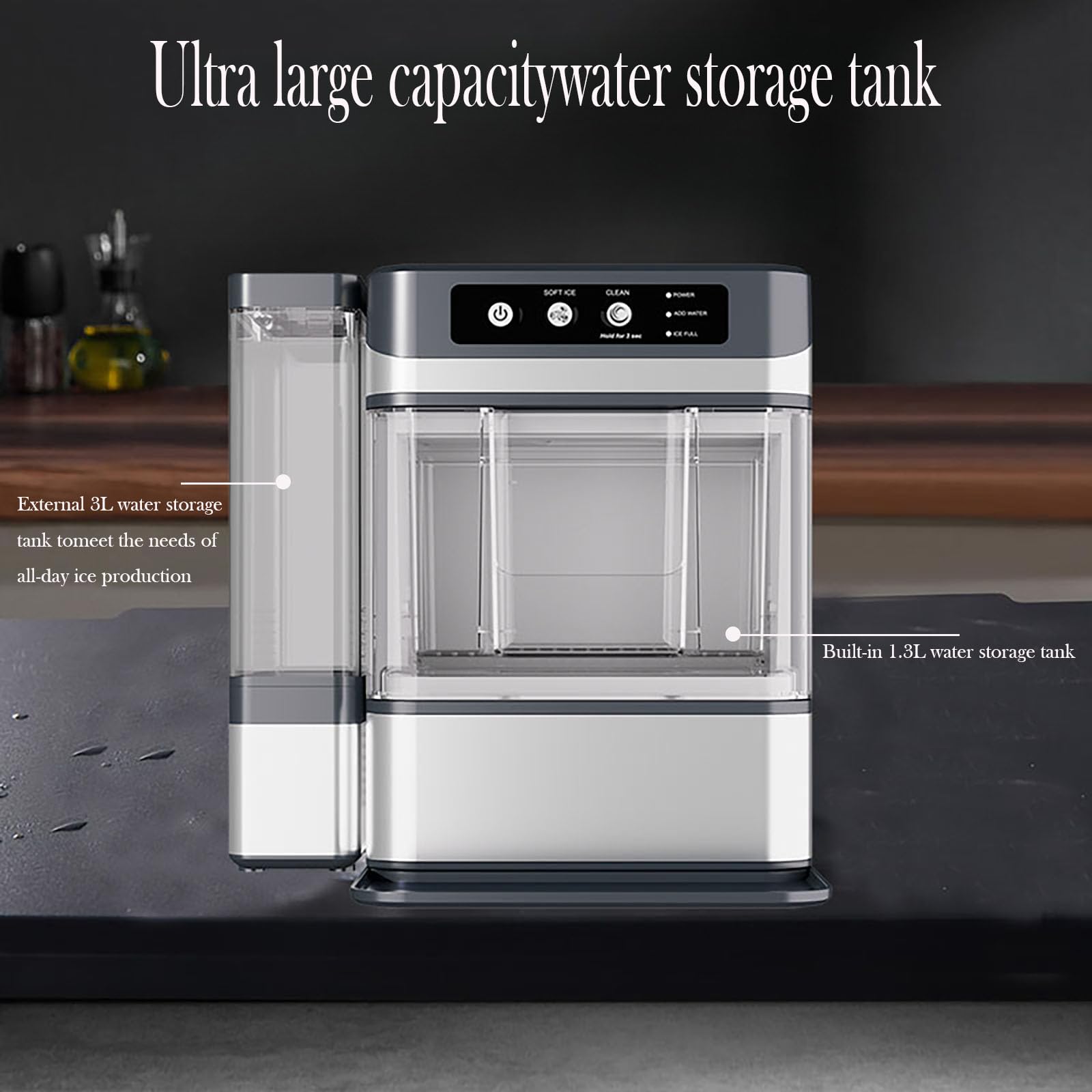 Large Capacity Ice Makers Countertop One-Click Operation Self-Cleaning Portable Ice Maker 41lbs/24h With There Is A Detachable 3l Water Tank For Home,Office,Bar on Fridge.com - View 5