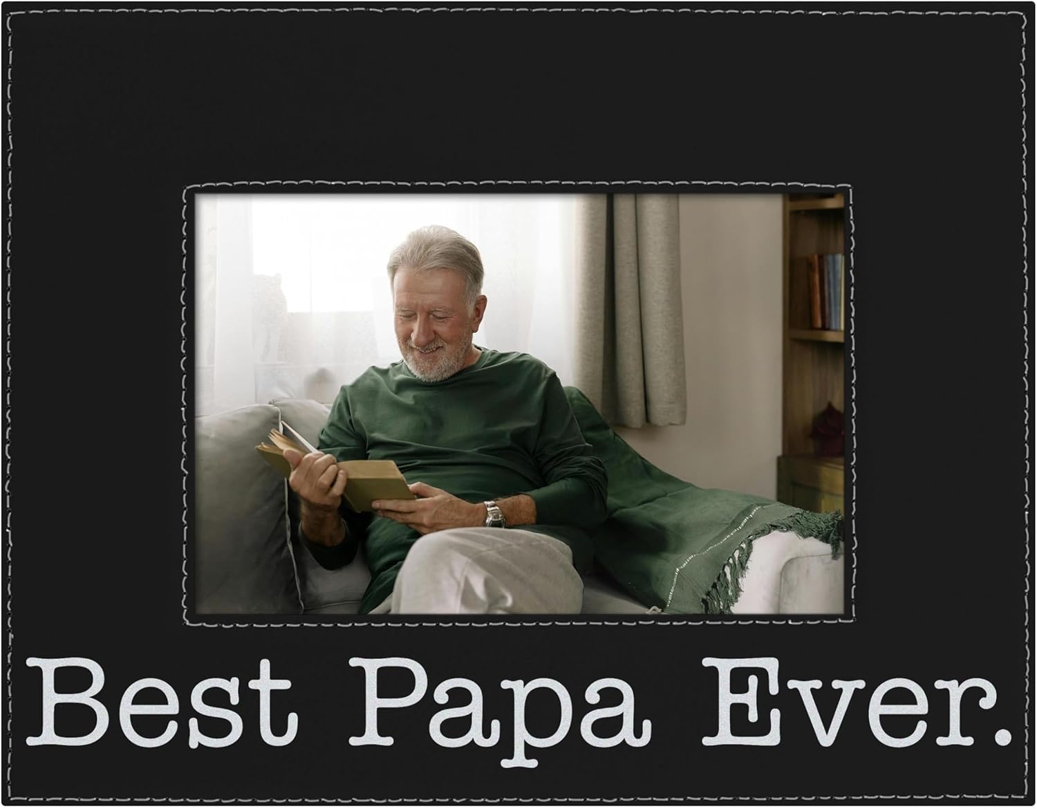 ThisWear Large Photo Frame Best Papa Ever 8x10 Leatherette Photo Frame Black