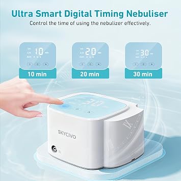 Nebuliser Machine with Smart Digital Display for Adults and Kids | Ultra Quiet Compressor Steam Inhaler, Portable Nebuliser with Adjustable Pressure and Countdown Timer for Home & Travel Ues