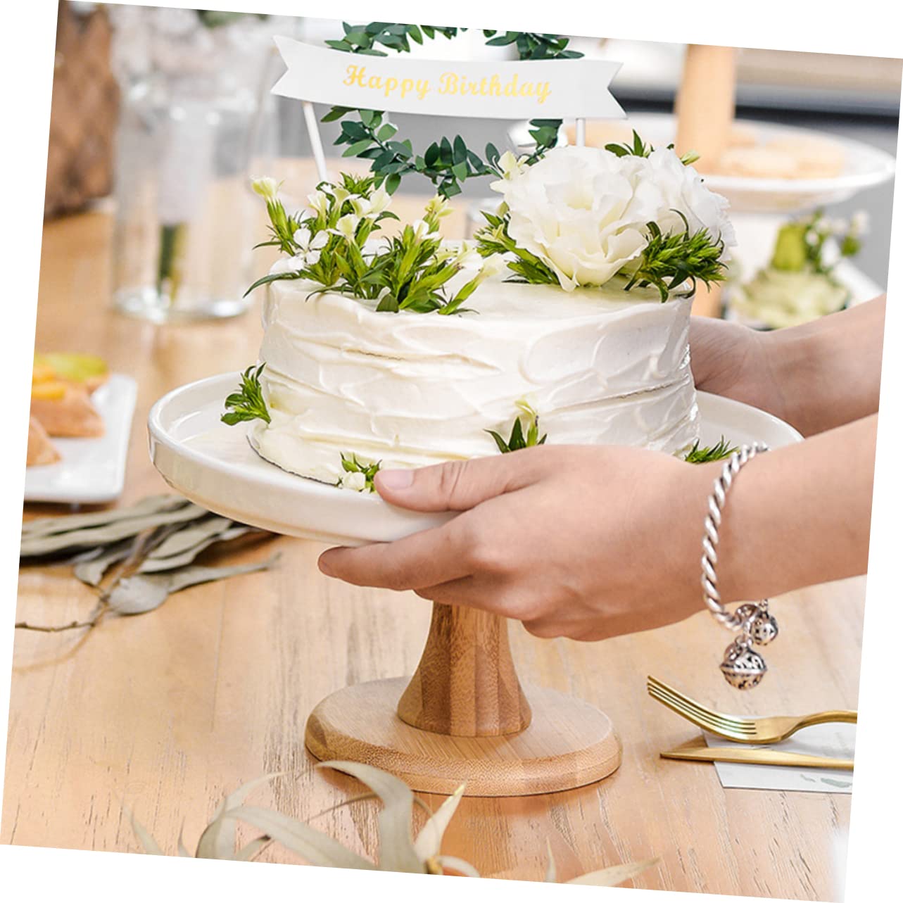 COLLBATH Alzatina per Torte in Ceramica Bianca per Esposizione | Eventi e Buffet, per Frutta, Dessert e Caramelle, Lavorazione Fine e Design Creativo