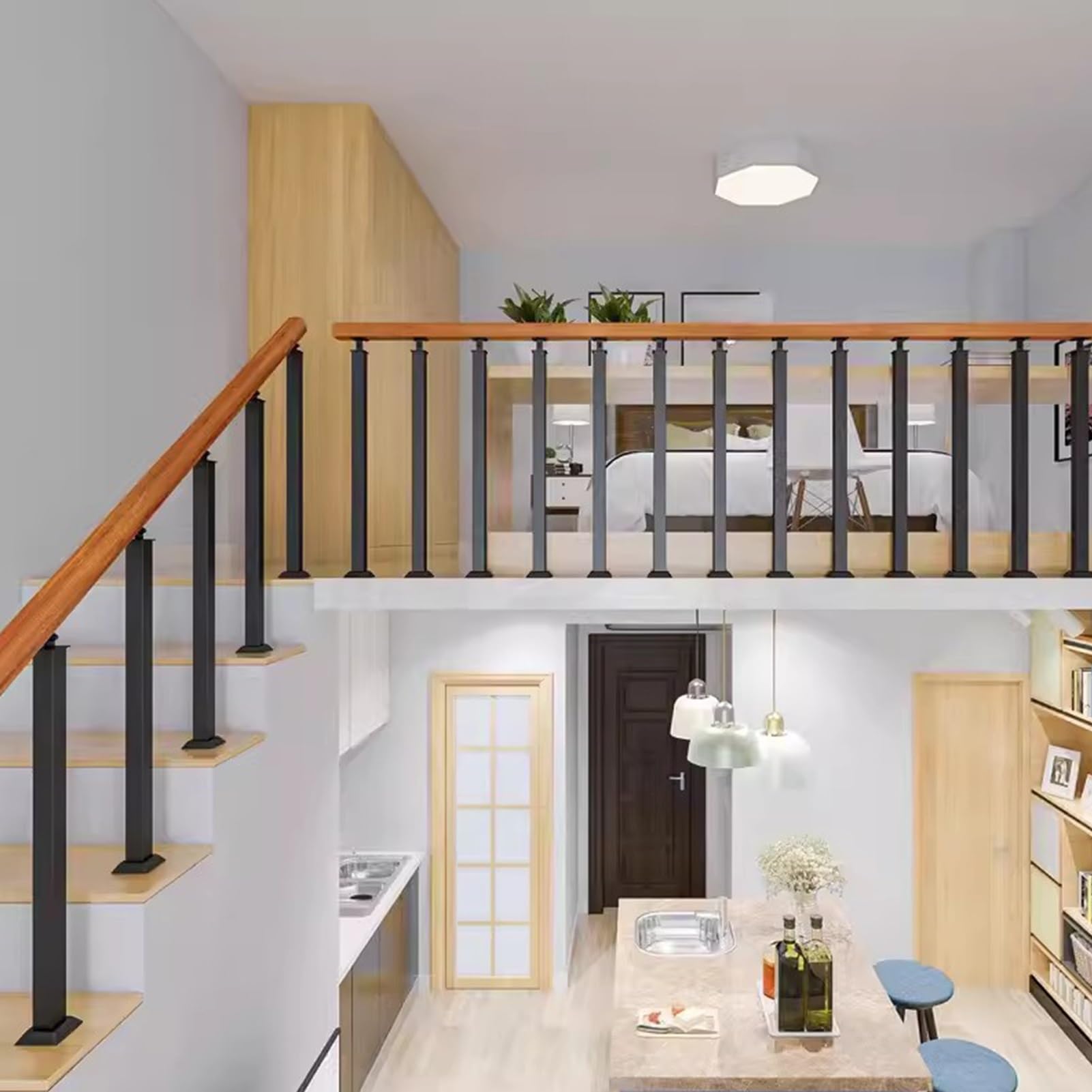 Amazon.co.jp: 屋外階段用木製手すり（取り付けキット付き） - 角度