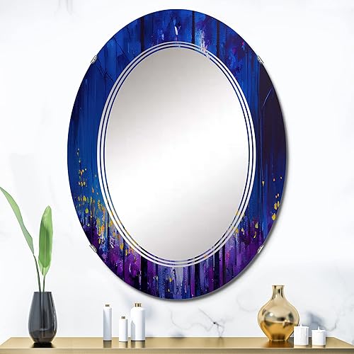 Miniatura 10 de Blue Trees at Dawn in The Forest II - Espejo de tocador, espejos de baño, espejos de pared para sala de estar, dormitorio, espejo ovalado, grande,