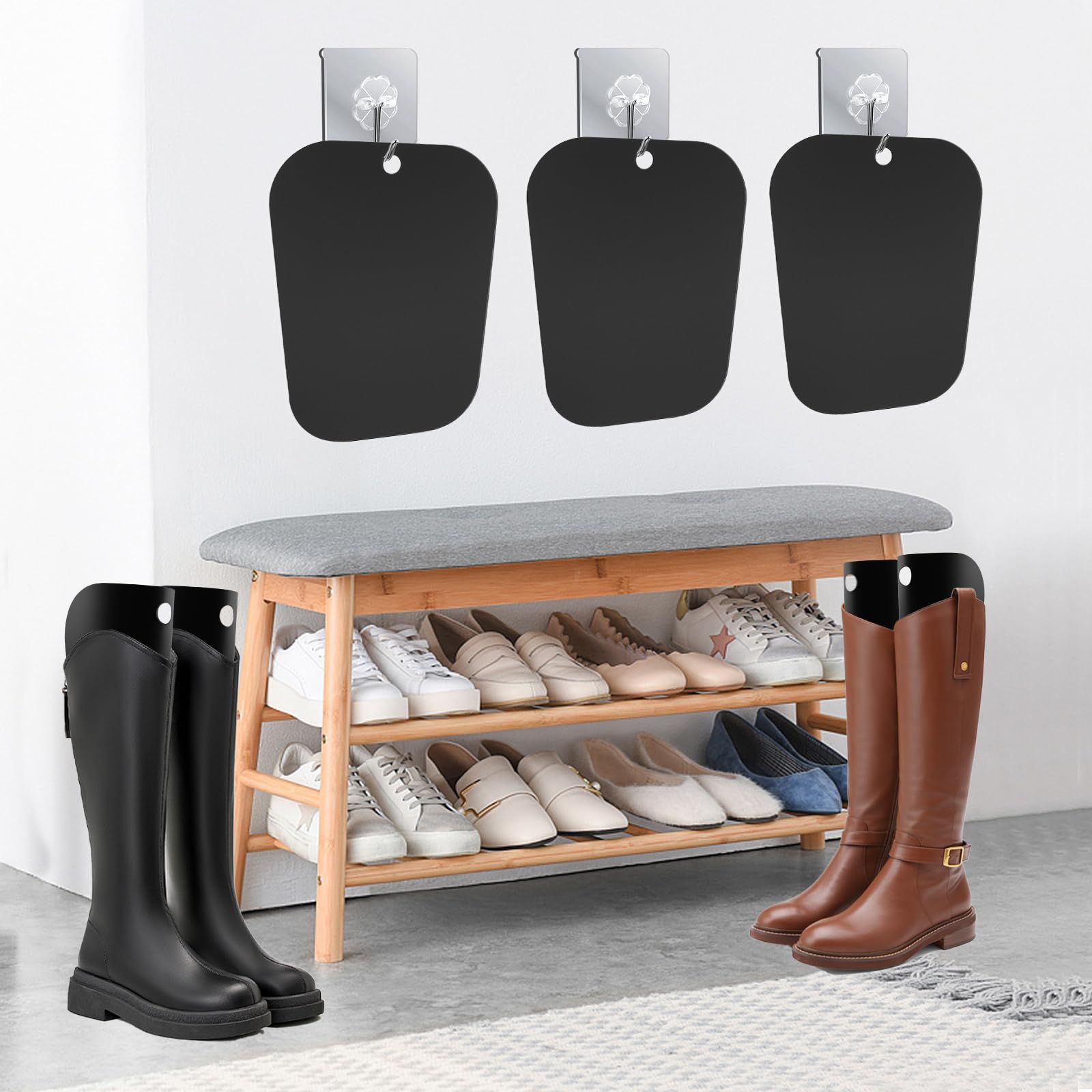 10 Piezas Boot Tree, Botas de montar de plástico con guantes de lustrado de zapatos de felpa, Moldeador de botas para hombres y mujeres