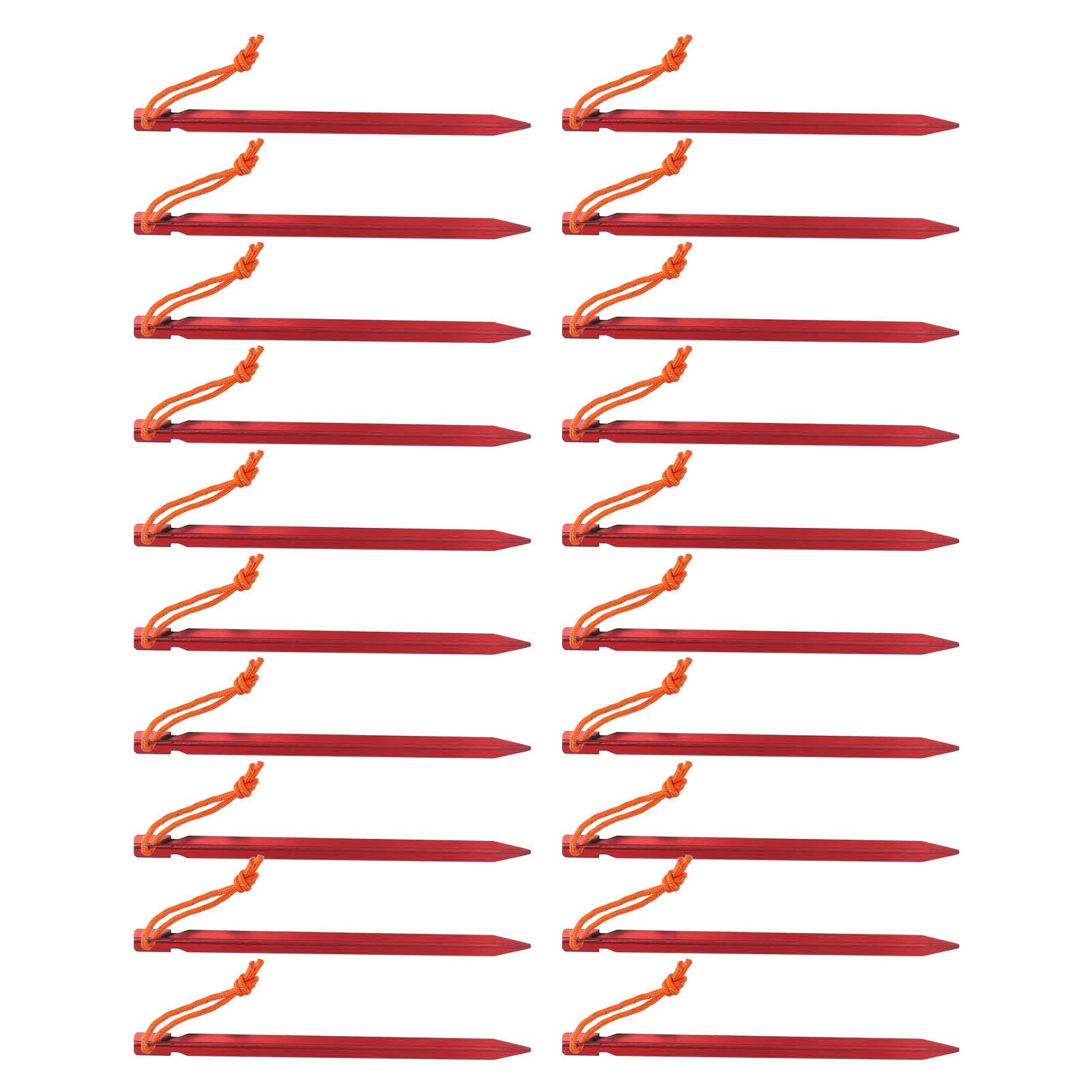 Piquets de Tente Robustes en Forme de V, 20 pièces, avec Cordes, pour auvent de Camping en Plein air, 9 Pouces (Rouge)