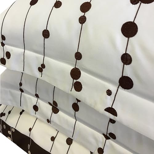 Miniatura 3 de sheetsnthings Ellis bordado de microfibra de 8 piezas, tamaño California King, incluye funda de edredón con fundas (marfil y chocolate) y edredón