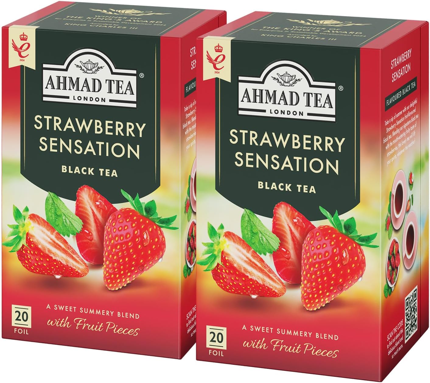 Ahmad Tea Strawberry Sensation Black Tea, 20 Teabags