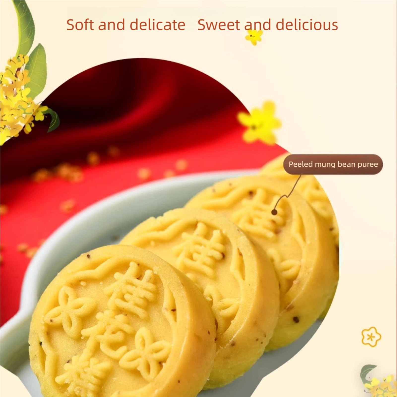 Lunaeturn Gâteau à la Fleur d’Osmanthus– 30g*6 Pièces | Douceur Chinoise Traditionnelle Texture Moelleuse et Saveur Florale Délicate | Idéal pour le Thé ou comme Dessert