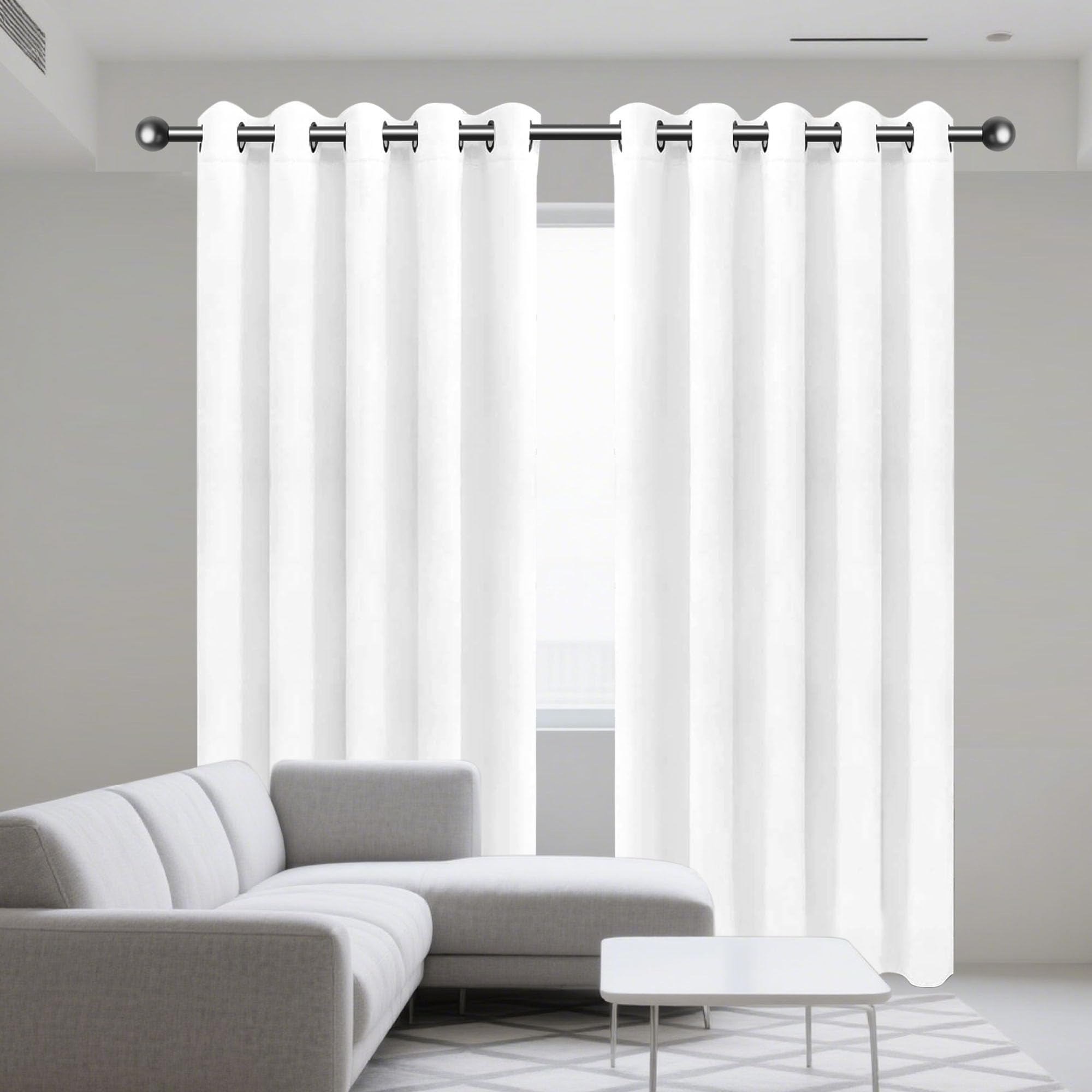 Rideau Thermique et Occultant Blanc 150 x 250 cm en Polyester pour Fenêtre de Chambre