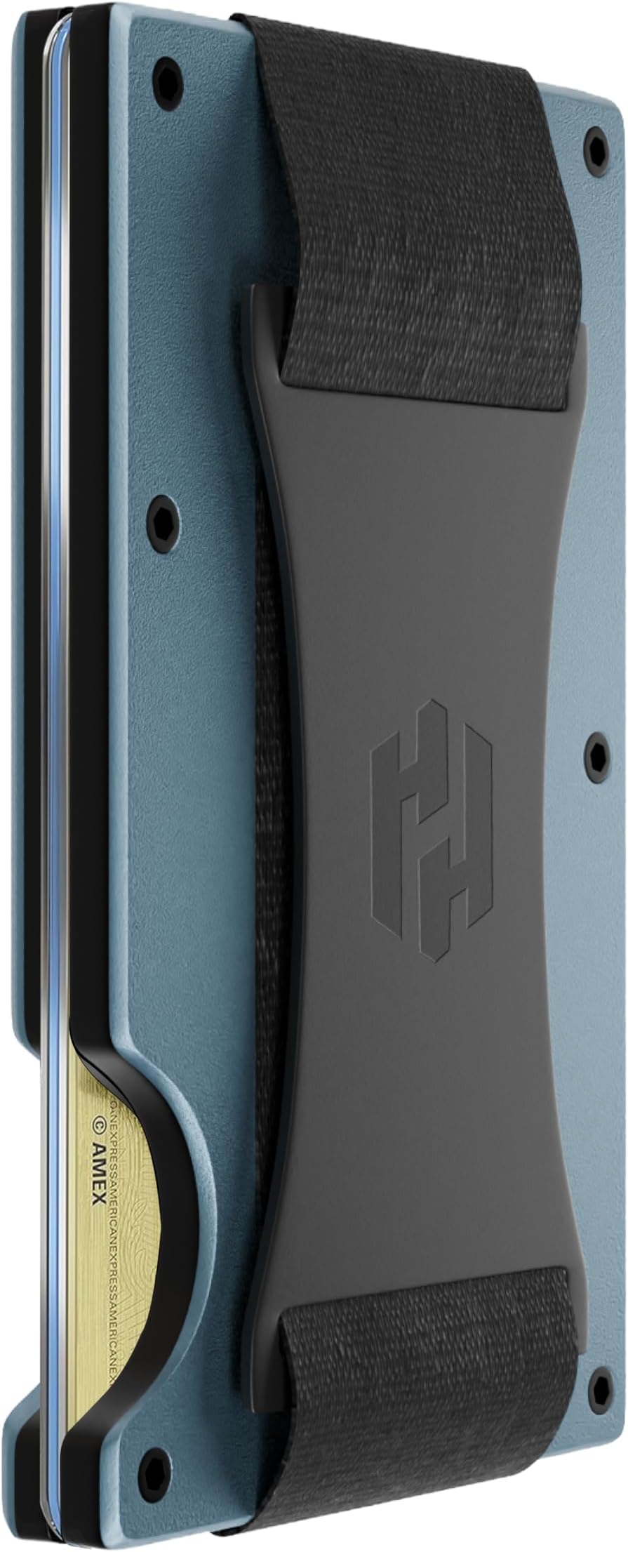 HayvenhurstWallet For Men - Reinvented Design Men's Wallet - Slim, Minimalistic & Seamless Card Case, Blocks RFID Scanners, Holds 12 Cards, Stonewashed (Grey), Cash Strap