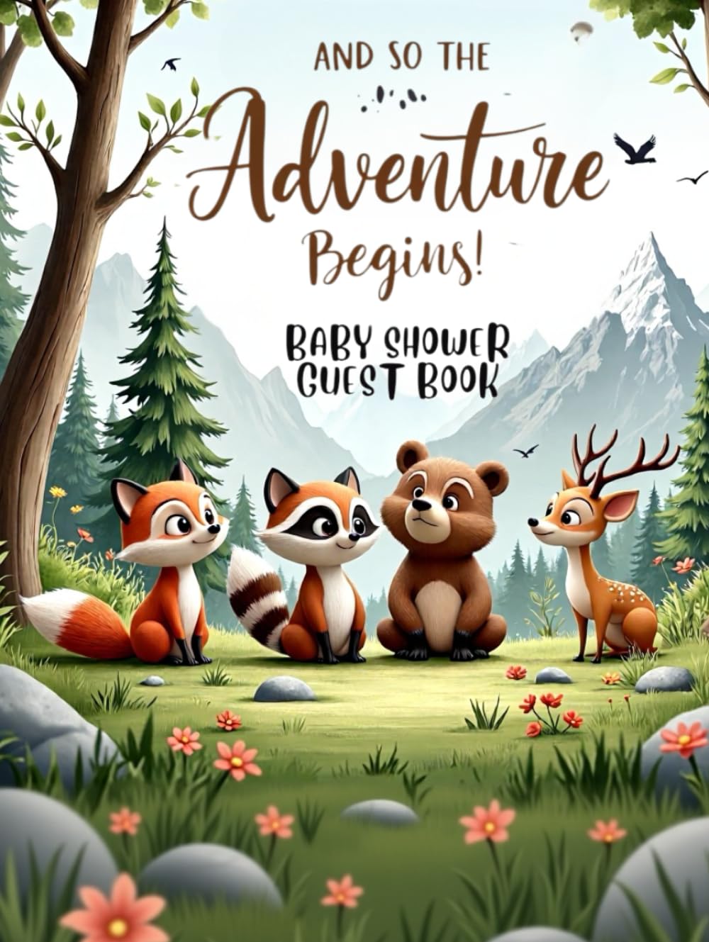 And So The Adventure Begins: Woodland Adventure Baby Shower Hardcover Guest Book: Woodland baby Animal-Themed Keepsake Baby Shower Sign-In Book with ... for Parents-to-Be Book for Boys or Girls      Hardcover – September 2, 2025