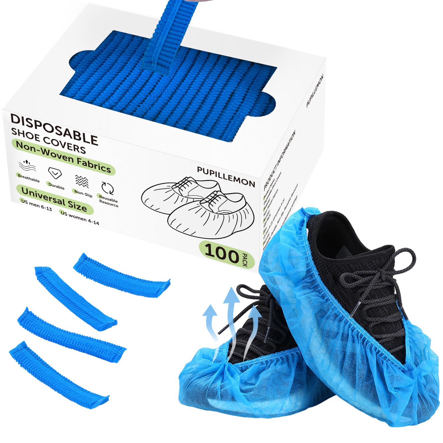 100 Stück Schuhüberzieher Einweg aus Vliesstoff, Schuhüberzieher Rutschfest, Atmungsaktiv & Geruchsneutral Überzieher Schuhe, Langlebig & Robust Schuhüberzieher, Passend bis Größe 47（Blau）