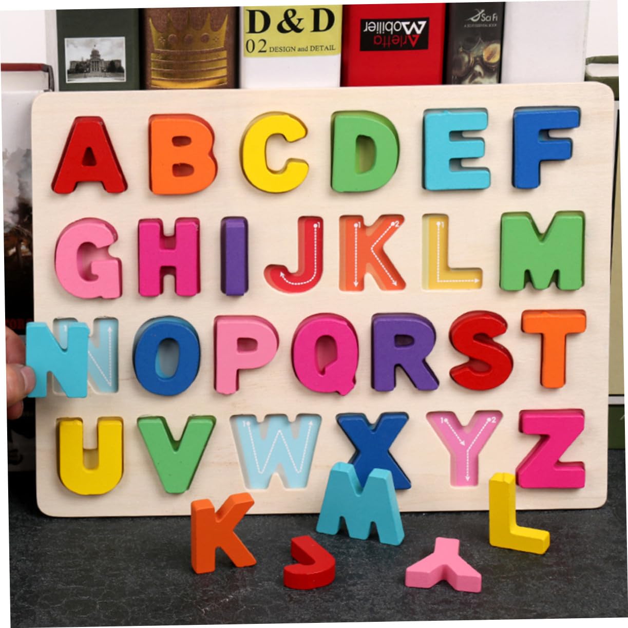 iplusmile Puzzle Educativo in Legno per Alfabetico e Numerico Colorato con Simboli Matematici Gioco Didattico per Sviluppo e Coordinazione Mano-occhio
