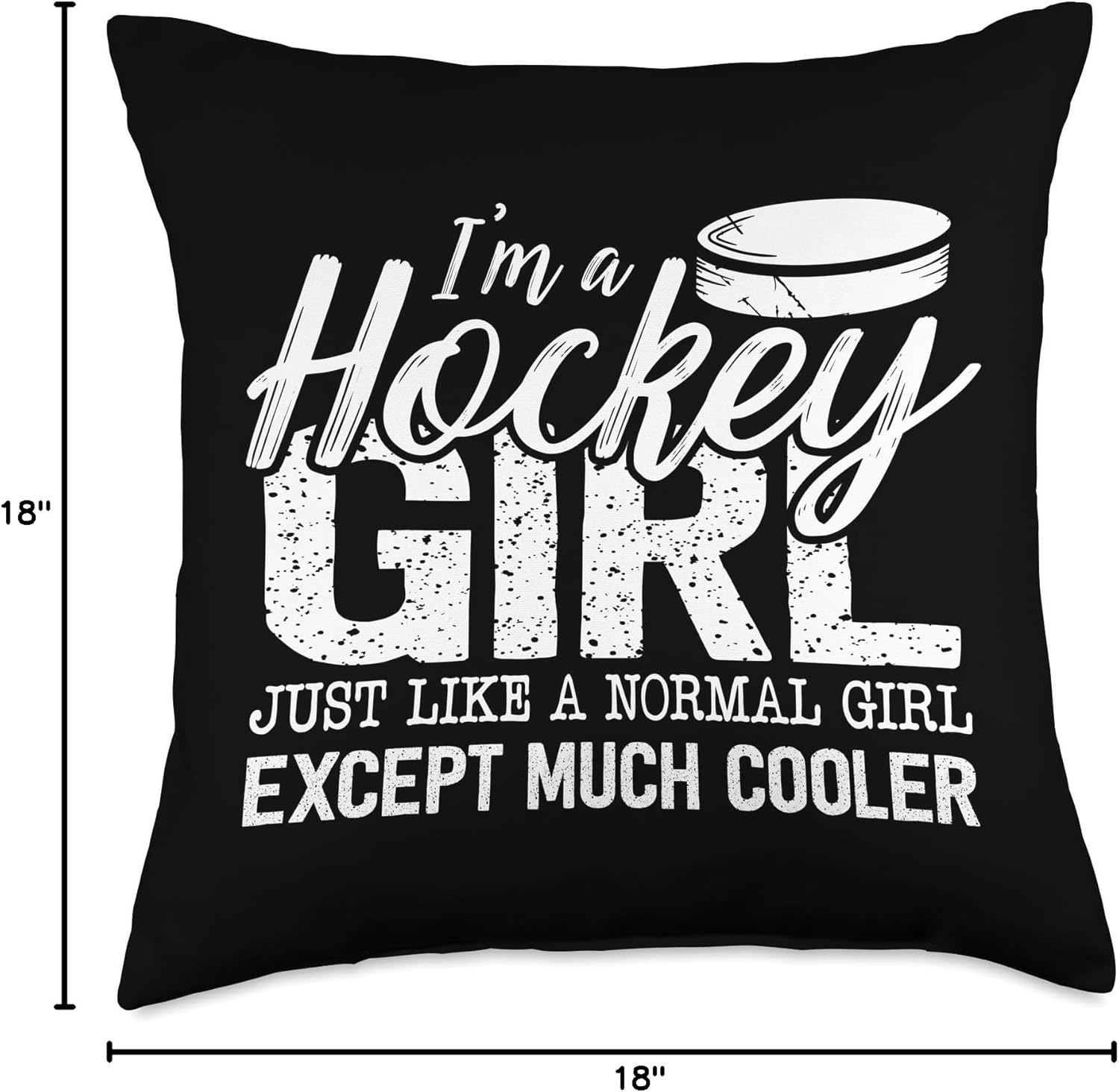 Ice Hockey Vintage Girl I'M A Hockey Girl Just Like A Normal Throw Pillow