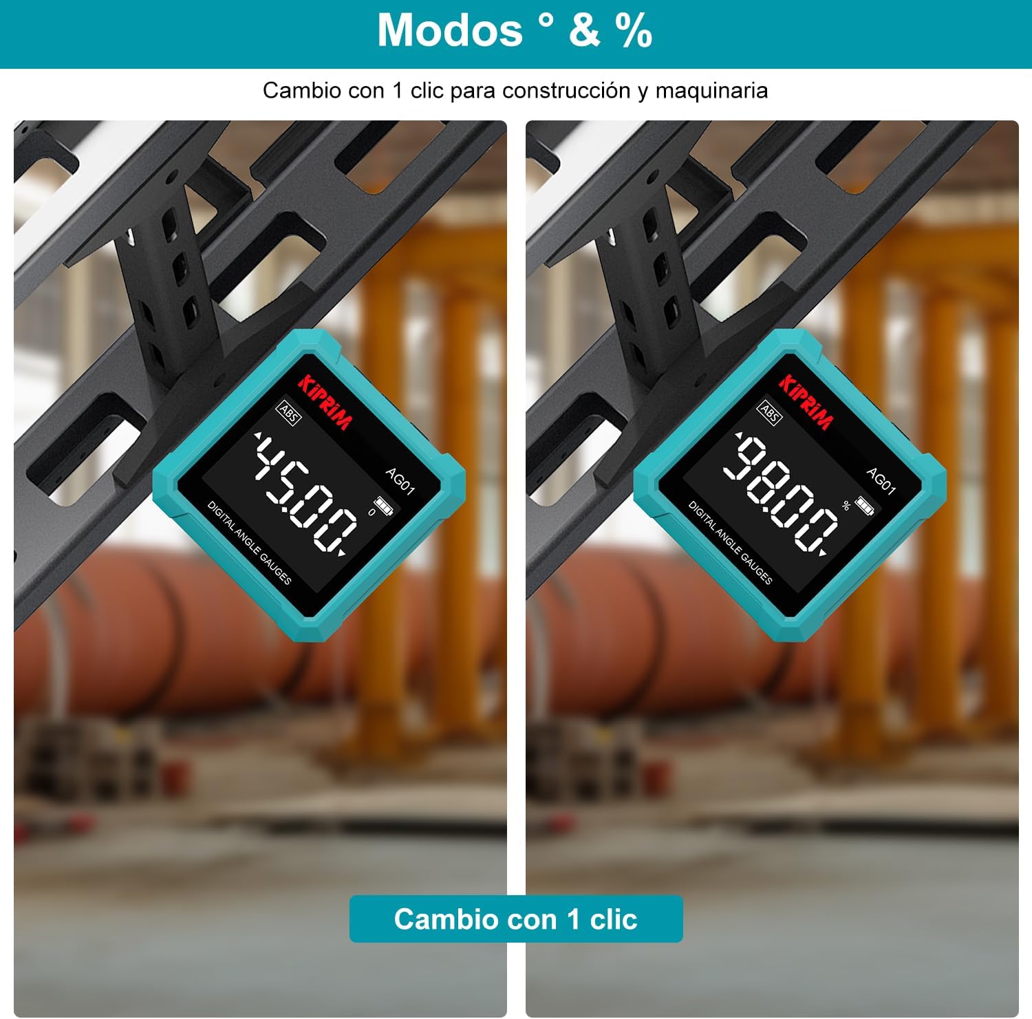 Kiprim AG01 Digital Inclinometer Degrees and Percentage Modes