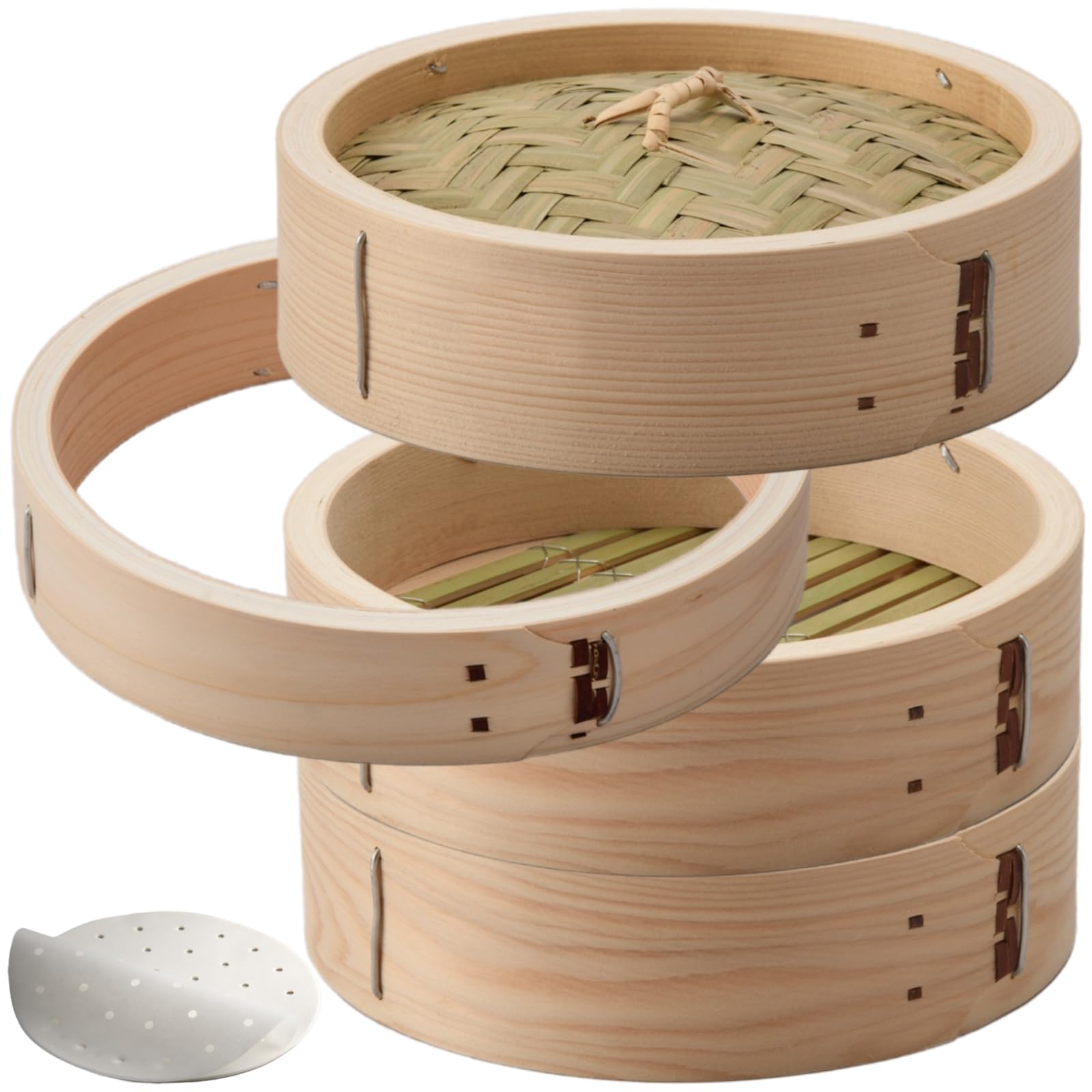 檜　二段蒸し器　せいろ 楽天市場】ひのき 中華せいろ 21cm／2段 蓋付き 蒸籠 檜 竹 網代編み