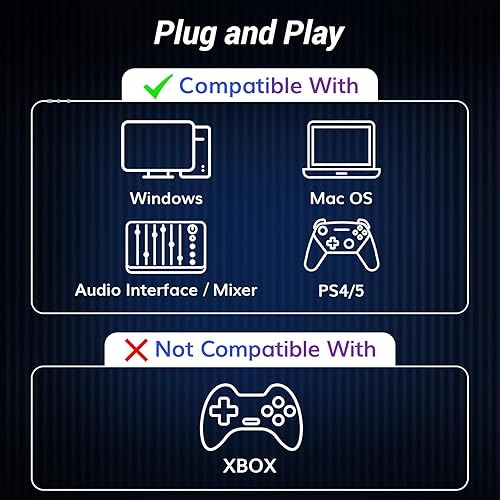 Miniatura 4 de TONOR Micrófono dinámico, micrófono XLRUSB para podcast, grabación, transmisión, juegos, micrófono de estudio cardioide XLR con silencio rápido,