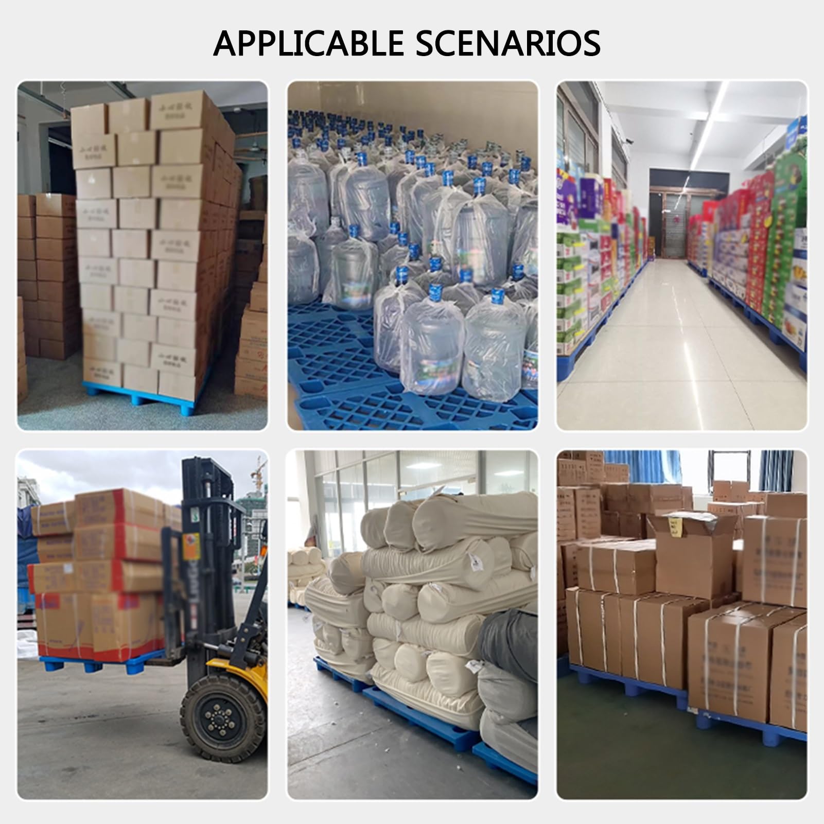 Bac à Peinture Industriel Bleu - Lot de 5 palettes de Confinement des déversements, Rangement en Plastique avec grilles, entrée pour Chariot élévateur à 4 Voies, 100 x 80 x 14 cm, Solution d