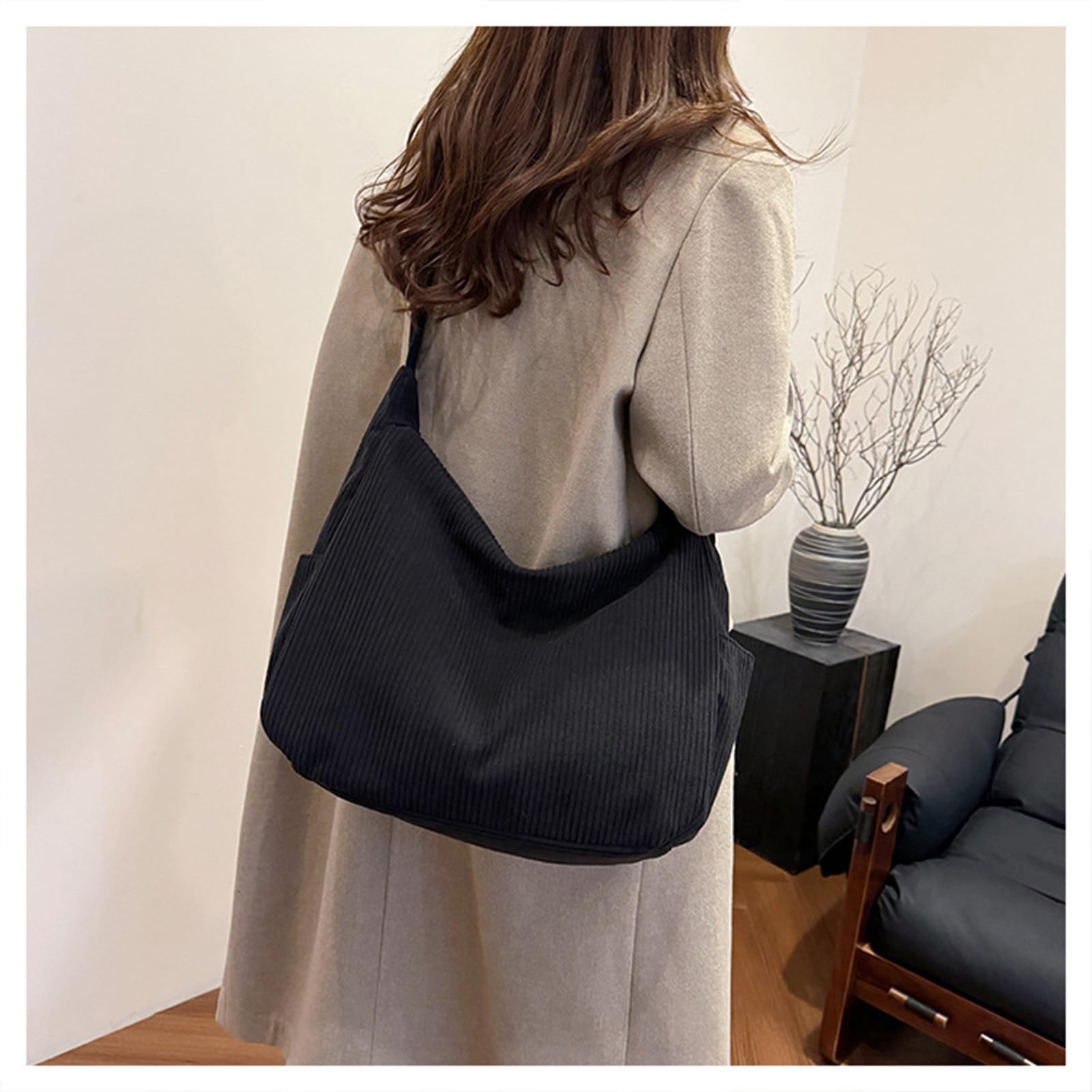 HAIWILL Crossbody Bag Damen Umhängetasche Mittelgroß Cord Halbmond Tasche Hobo Bag Shopper Tasche Damen Beuteltasche Stofftasche Schultertasche für College Schule Arbeit Reisen Einkaufe