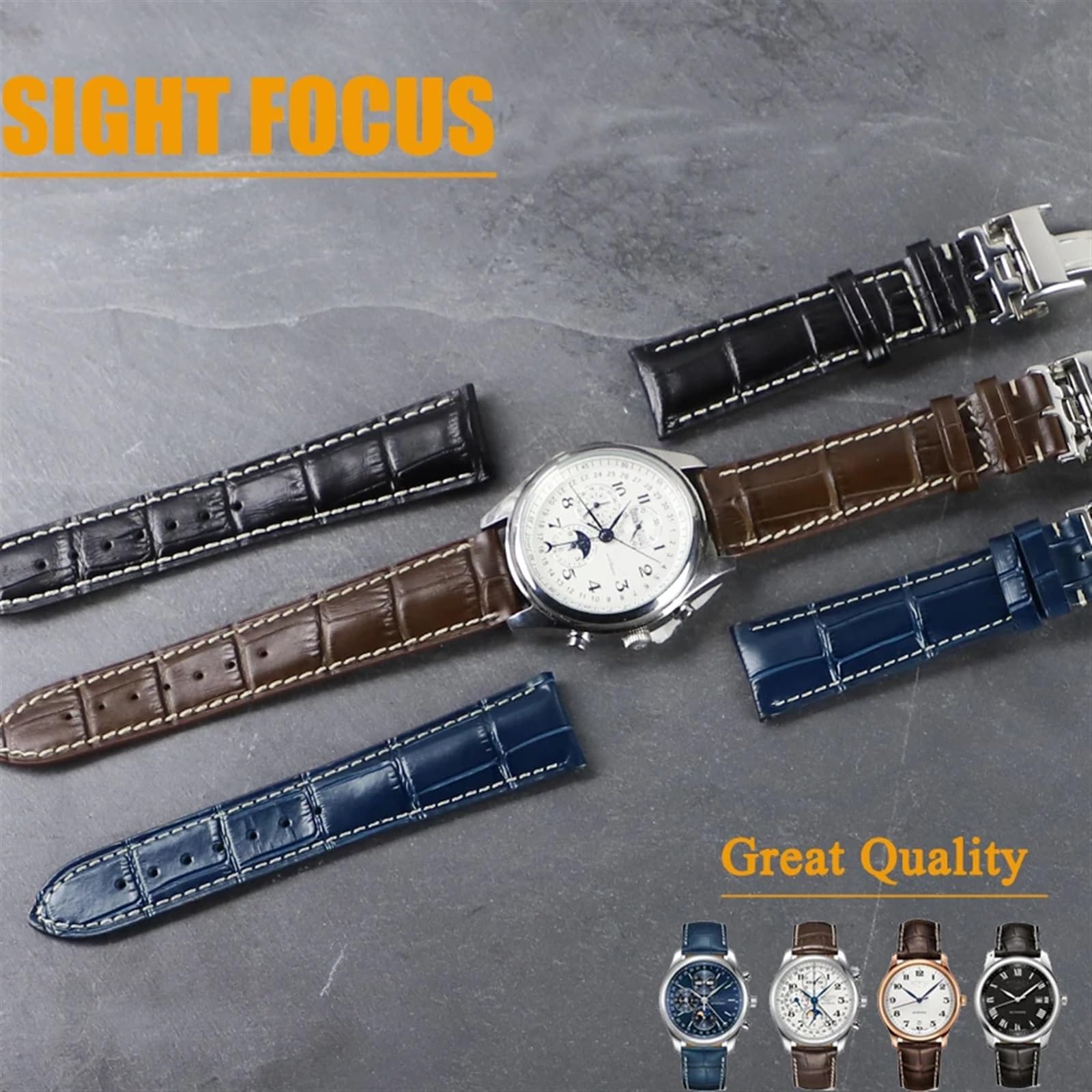 Correas de reloj de cuero de vaca para Longines L2 L4 Master Collection Flagship Evidenza Correa de reloj Pulsera de piel de becerro L2.628.673