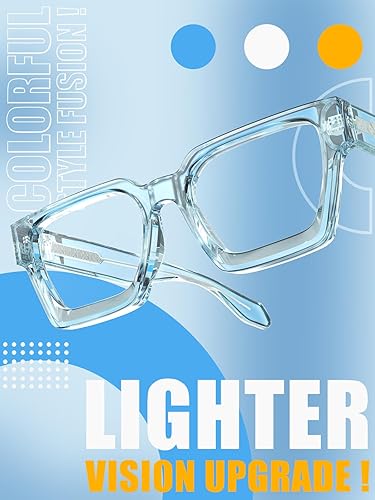 Miniatura 4 de VISOONE - Lentes para bloqueo de luz azul, rectangulares, elegantes, estilo preparatoria, multicolor, marco para mujeres y hombres, diseño River