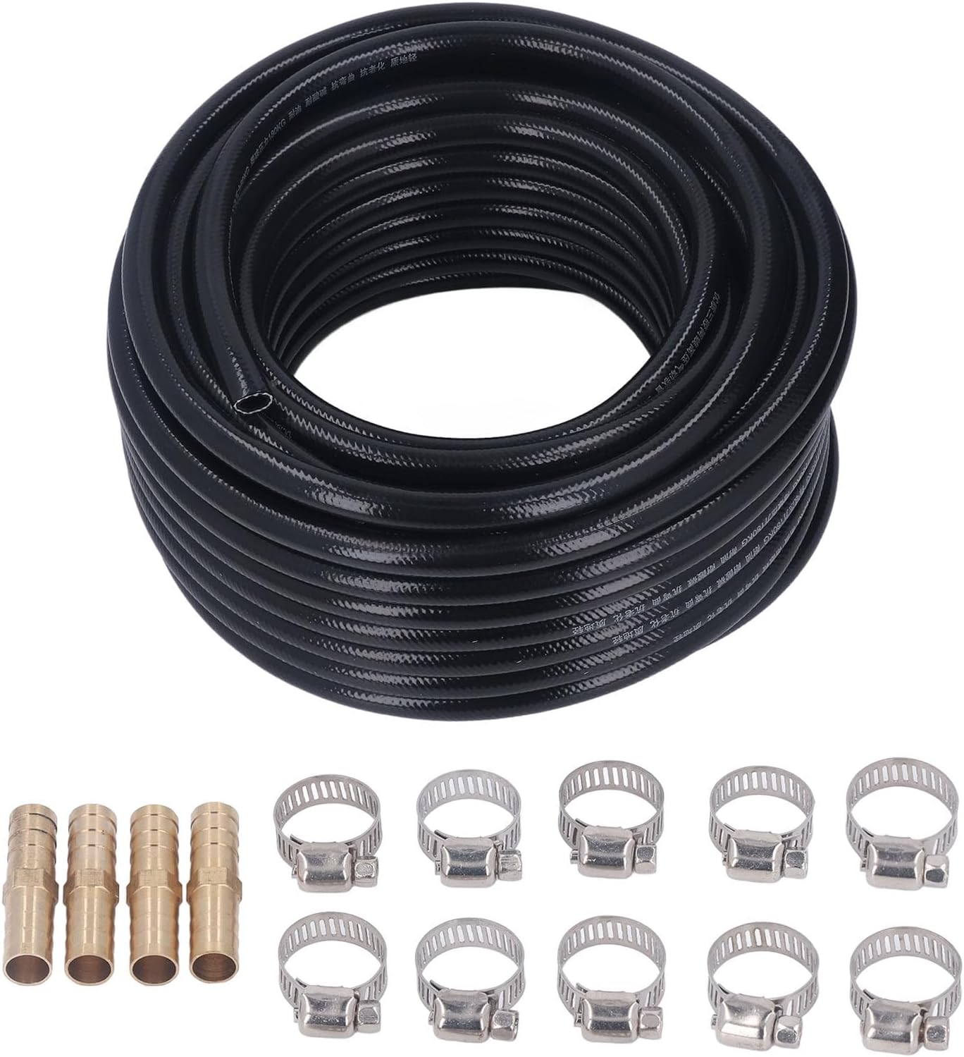 100 Feet 3/8 Inch Pond Aerator Hose Kit Water Lake Aeration Hose with Barb Fitting and Clamps PVC Material Heavy Duty Durable for Pond Lake Water Aeration