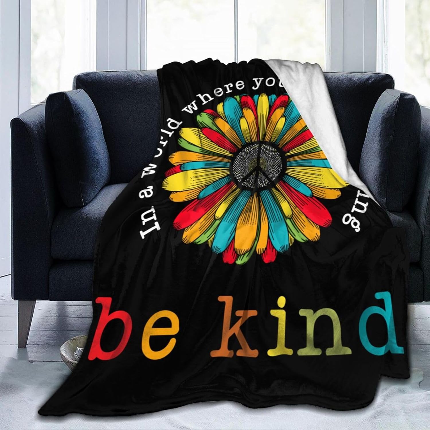 in A World Where You Can Be Anything Be Kind Throws Blanket for Gifts Couch Bed Bedding Peace Soft Flannel Blankets 50x40 Inch