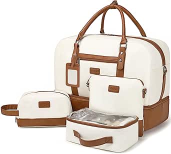 Wogarl Large Weekender Travel Bag for Women and Men with Shoe and Toiletry Compartments